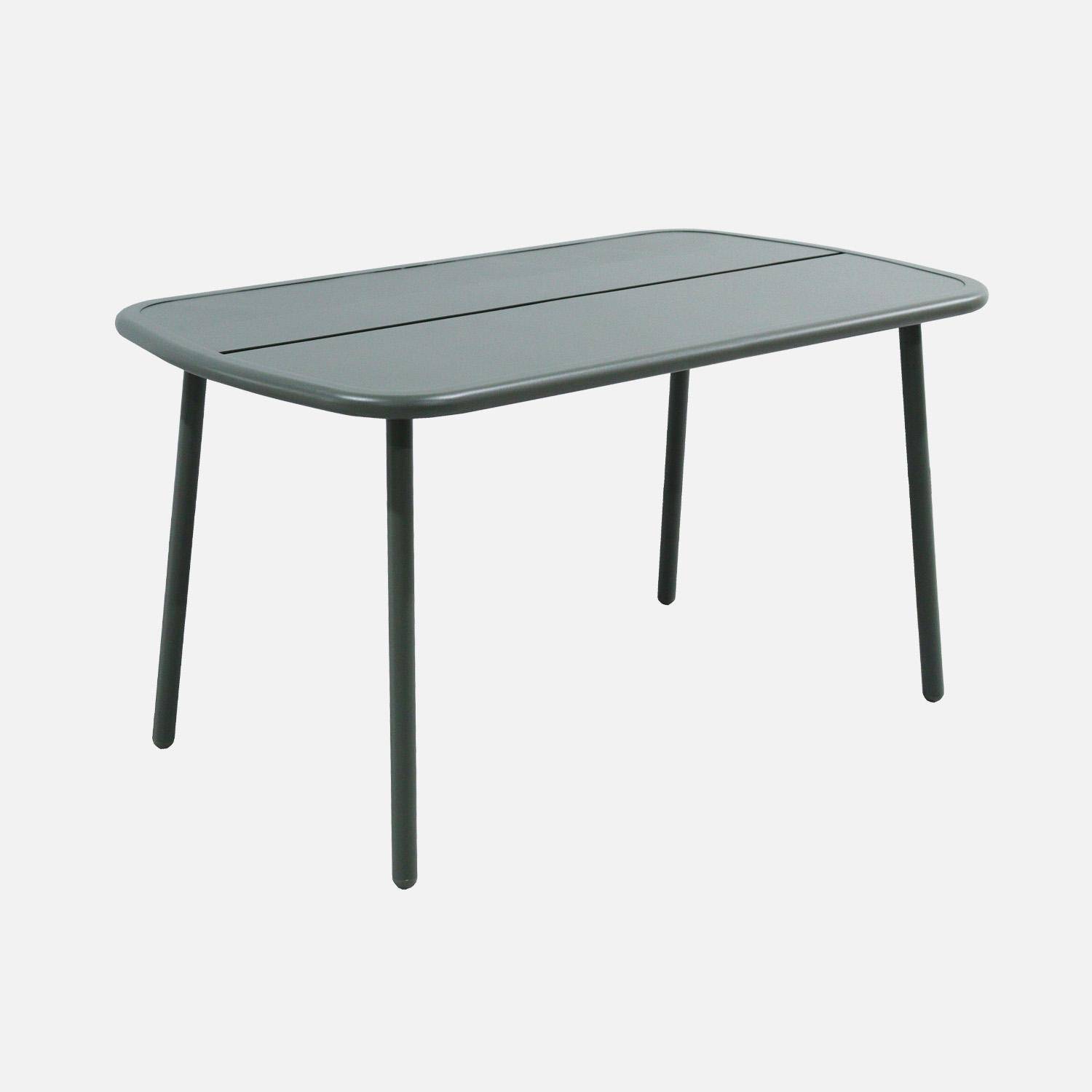 Mesa de jardim em alumínio, 4-6 lugares Verde caqui - 140x80x74.5 cm,sweeek,Photo1