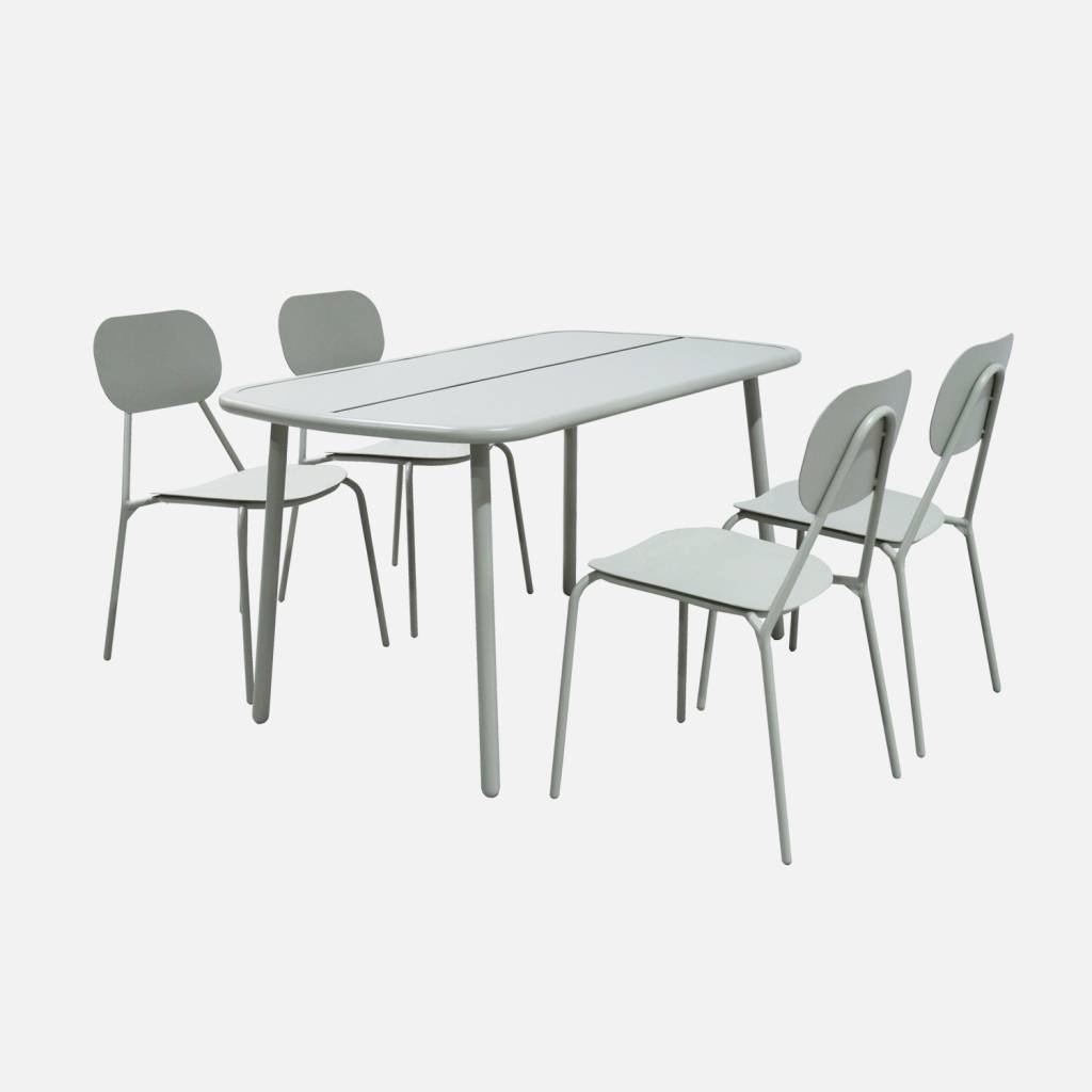 Table de jardin aluminium + 4 assises gris
