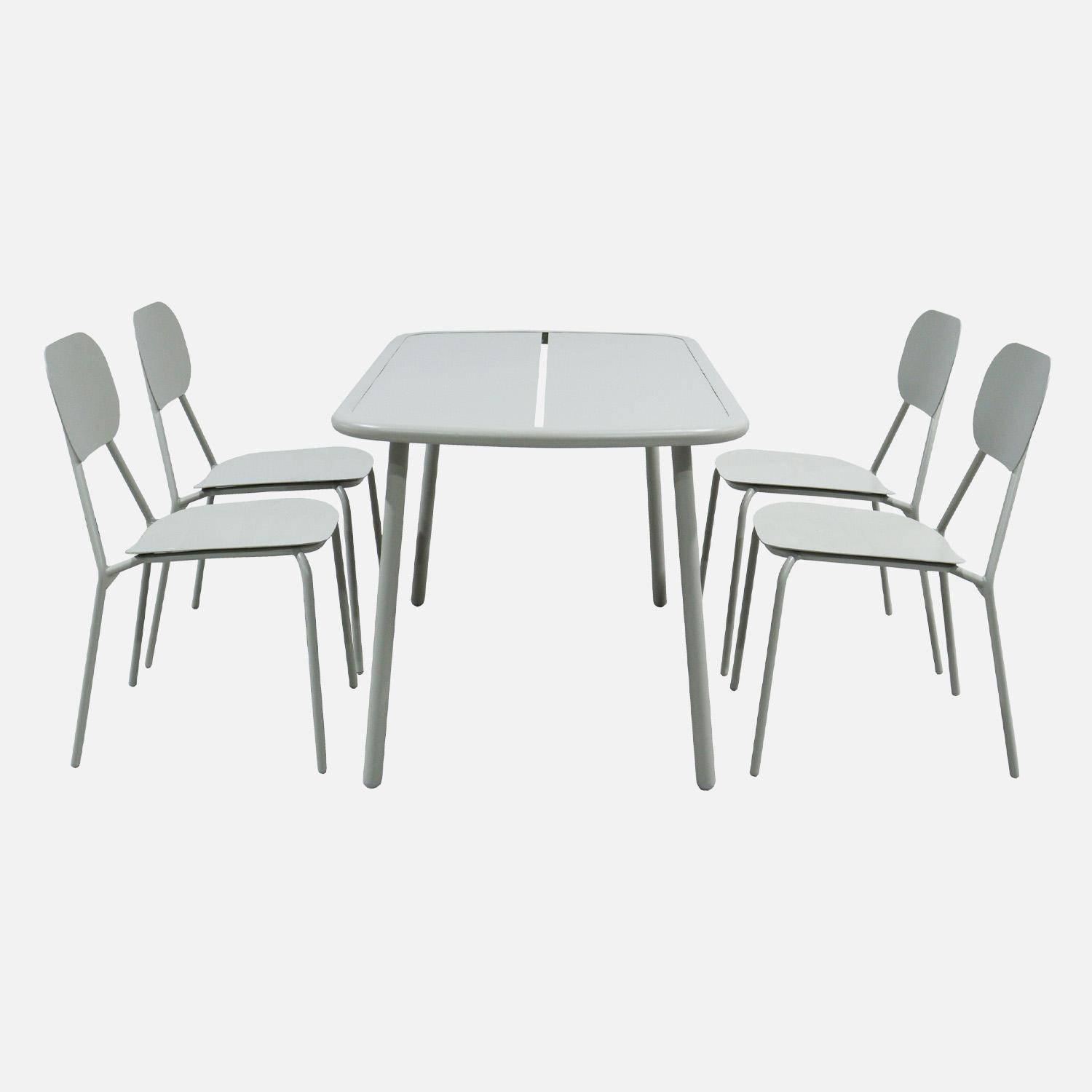 Table de jardin aluminium + 4 assises gris - Avelia Photo3
