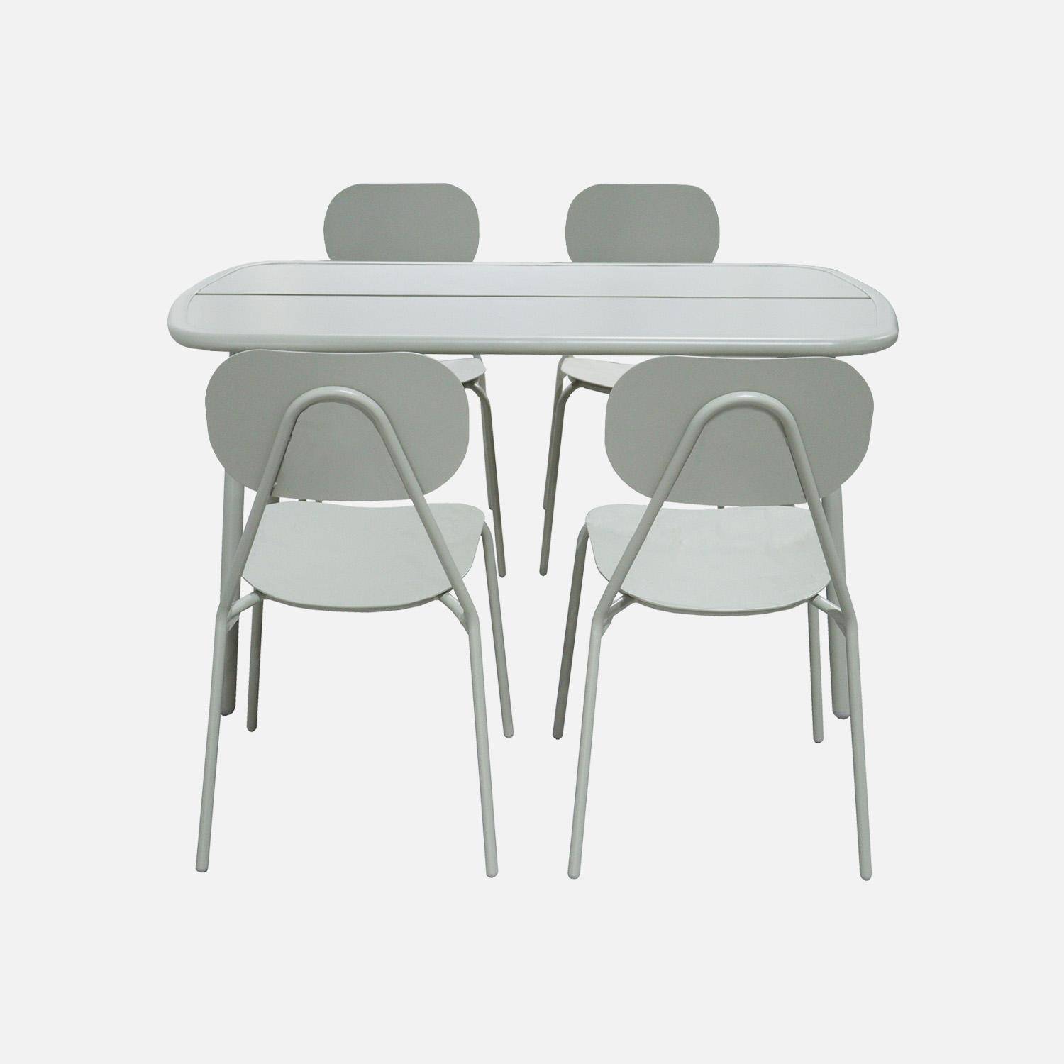 Table de jardin aluminium + 4 assises gris - Avelia,sweeek,Photo2