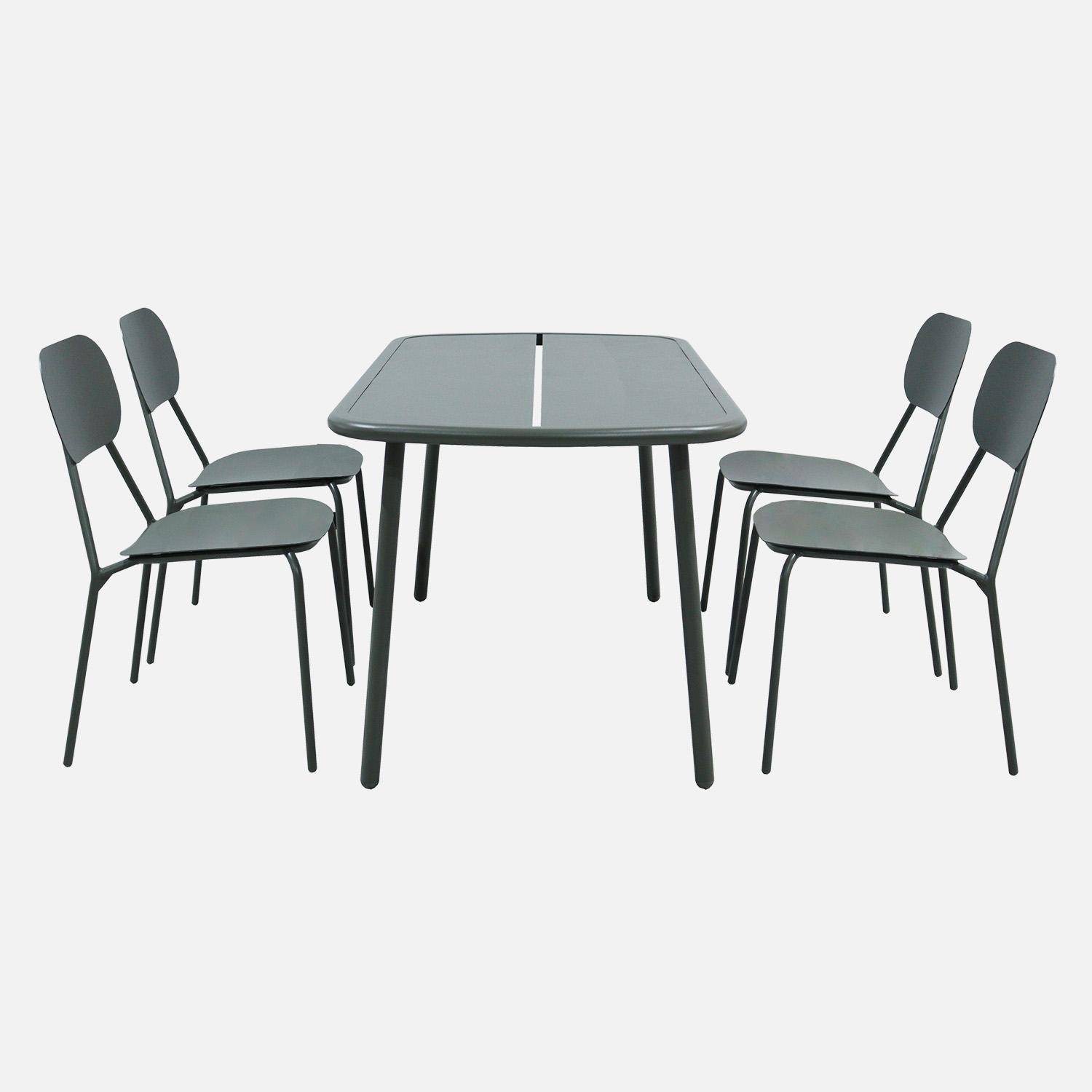 Table de jardin aluminium + 4 assises kaki - Avelia,sweeek,Photo3