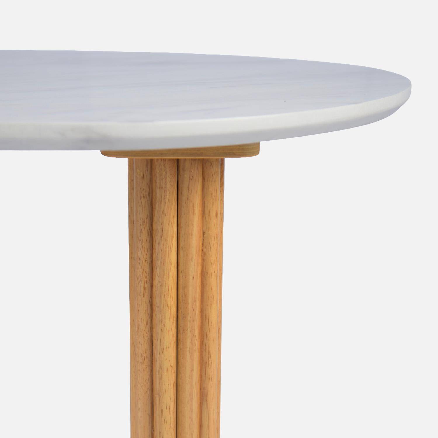 Table basse ovale bois d'hévéa naturel plateau effet pierre - Gabrielle Photo3