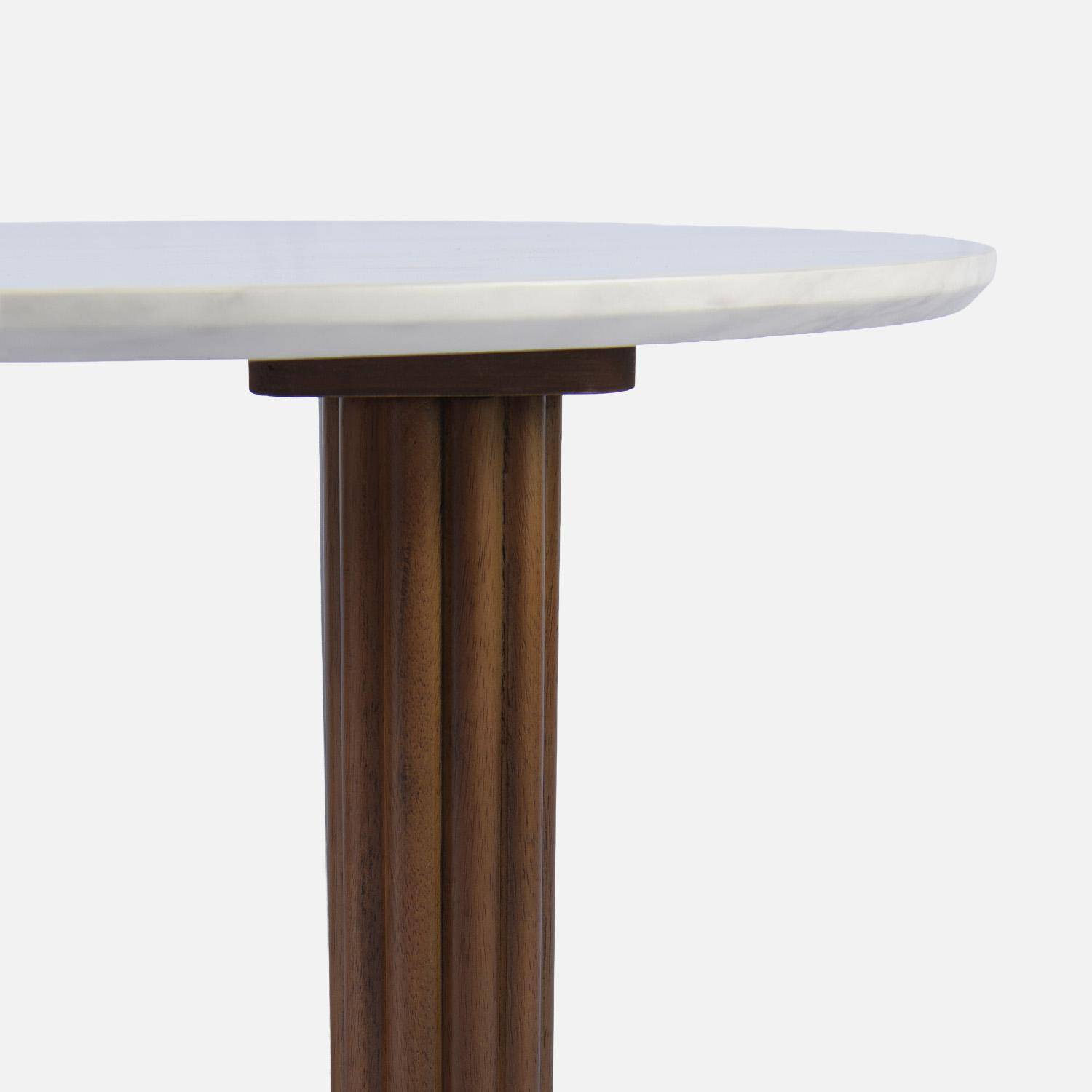 Table basse ovale bois d'hévéa noyer plateau effet pierre - Gabrielle Photo3