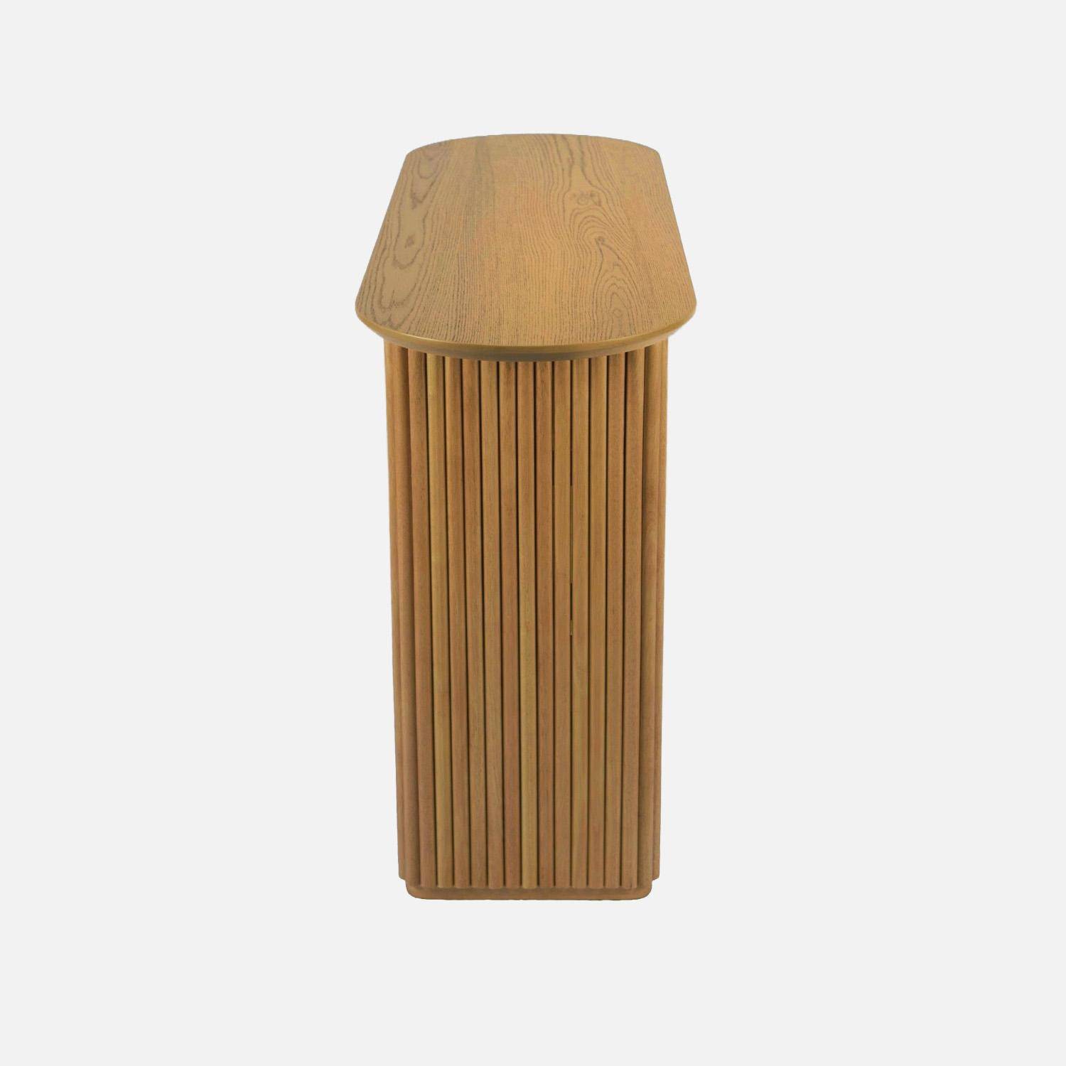 Console ovale bois d'hévéa placage chêne naturel - Gabrielle,sweeek,Photo4