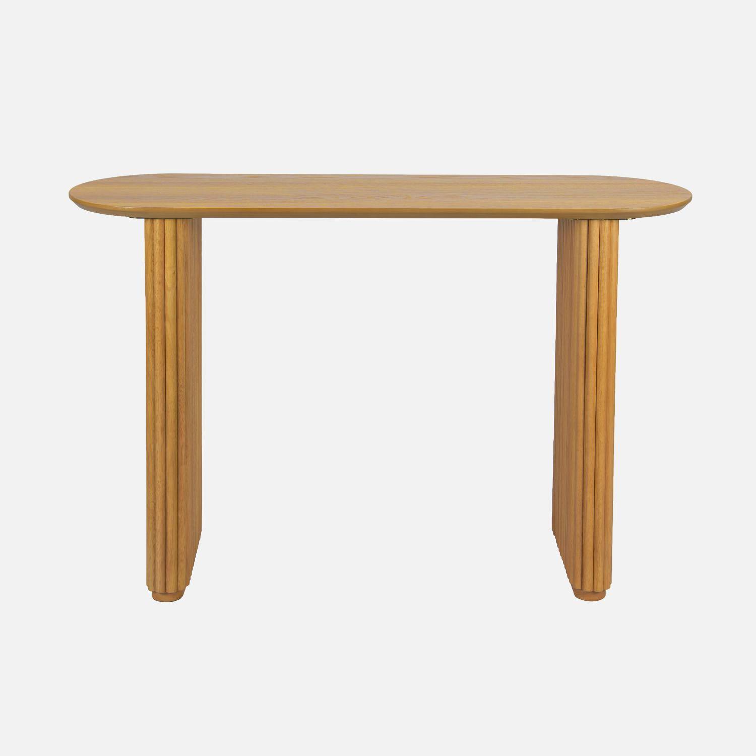 Console ovale bois d'hévéa placage chêne naturel - Gabrielle,sweeek,Photo4