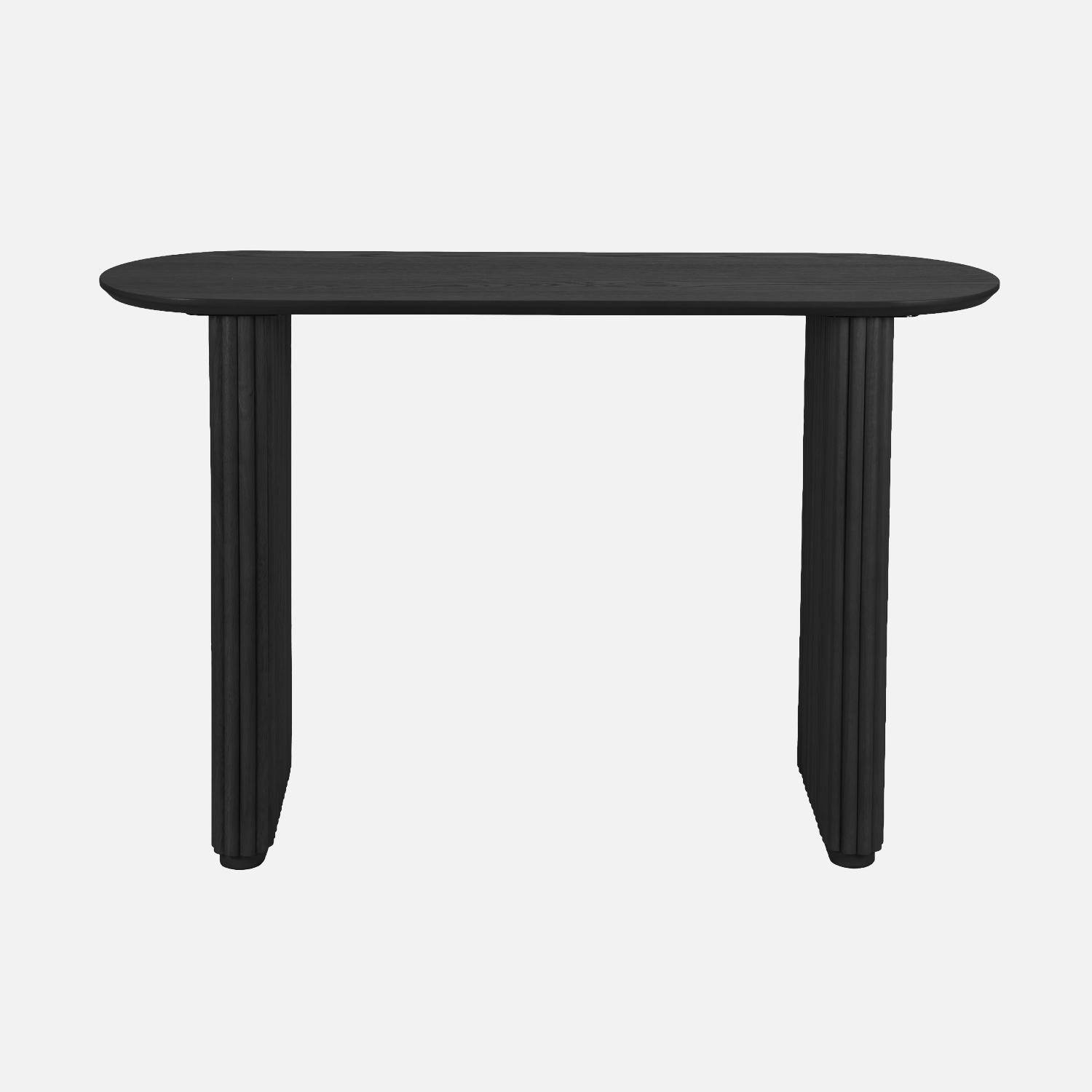 Console ovale bois d'hévéa placage chêne noir - Gabrielle Photo2