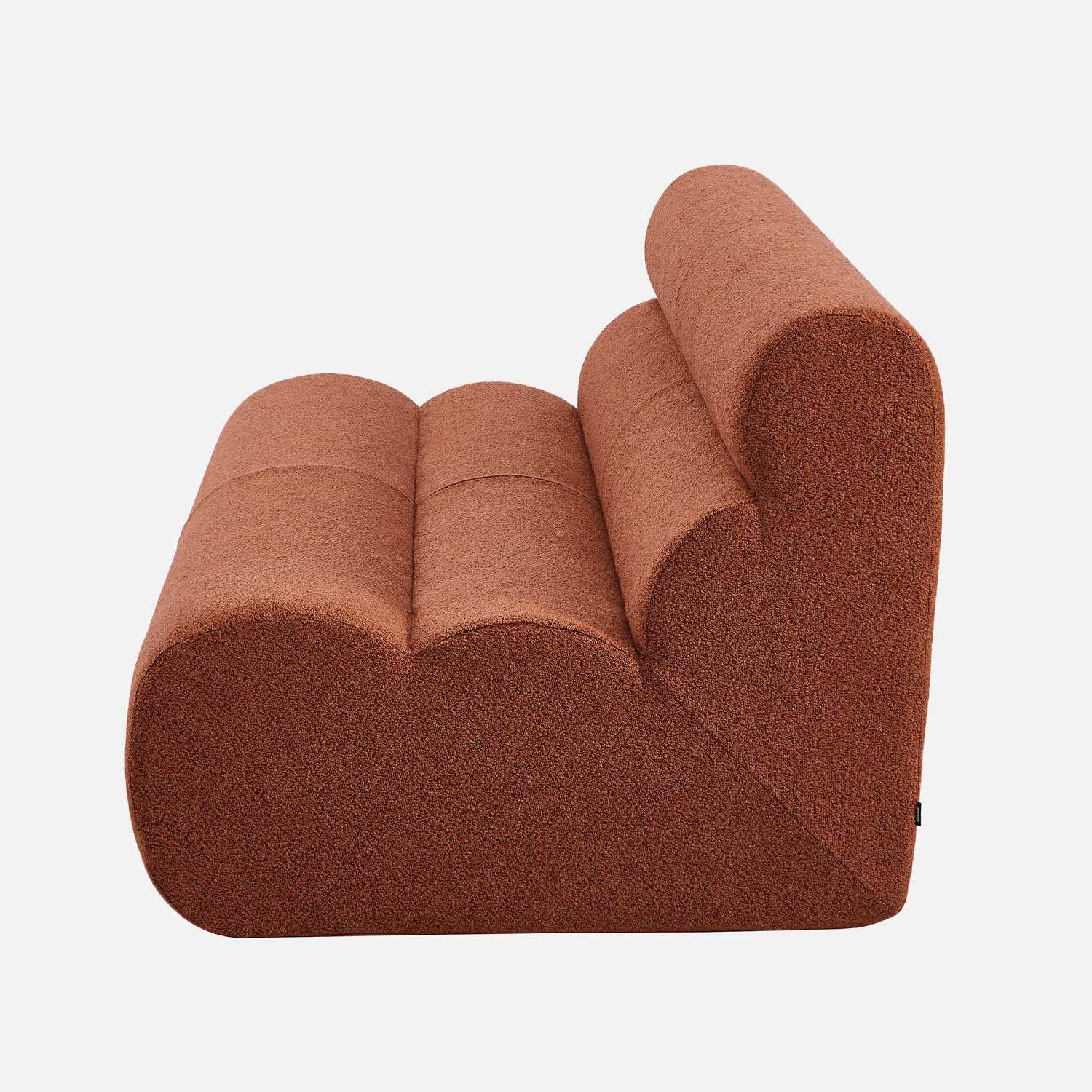 Chauffeuse bouclette texturée 2 places terracotta - Nova,sweeek,Photo4
