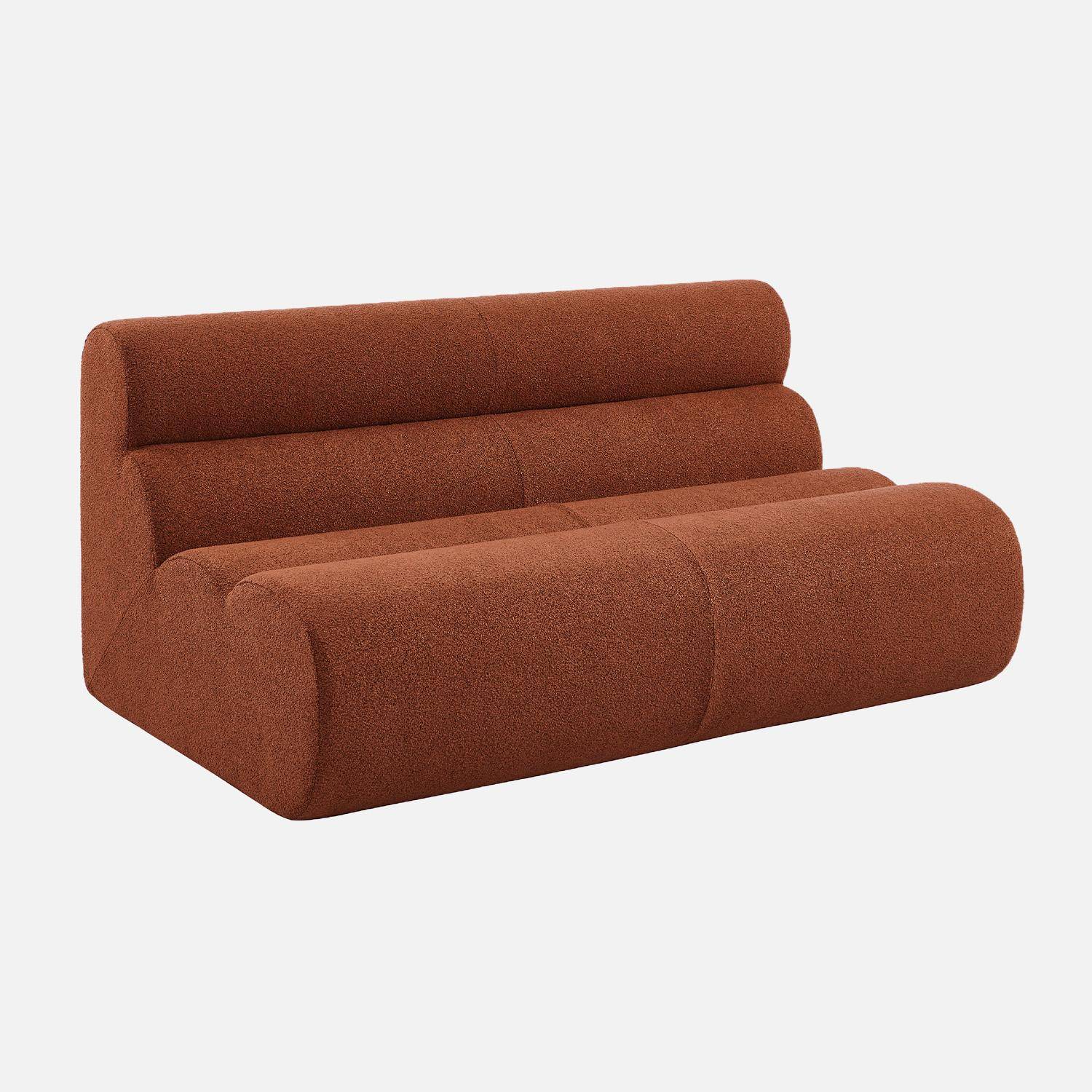 Chauffeuse bouclette texturée 2 places terracotta - Nova,sweeek,Photo2
