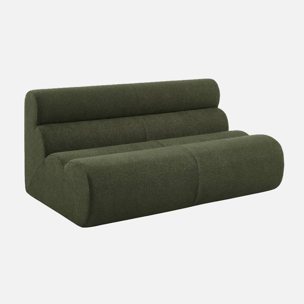 Poltrona bouclé sottovuota e compressa strutturata, 2 posti, Verde kaki