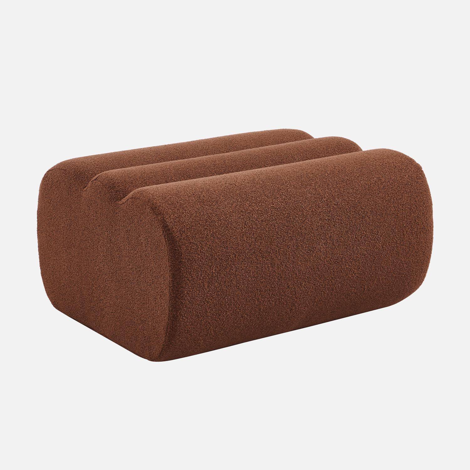Pouf, repose-pieds pour chauffeuse Nova bouclette texturée terracotta - Nova Photo1