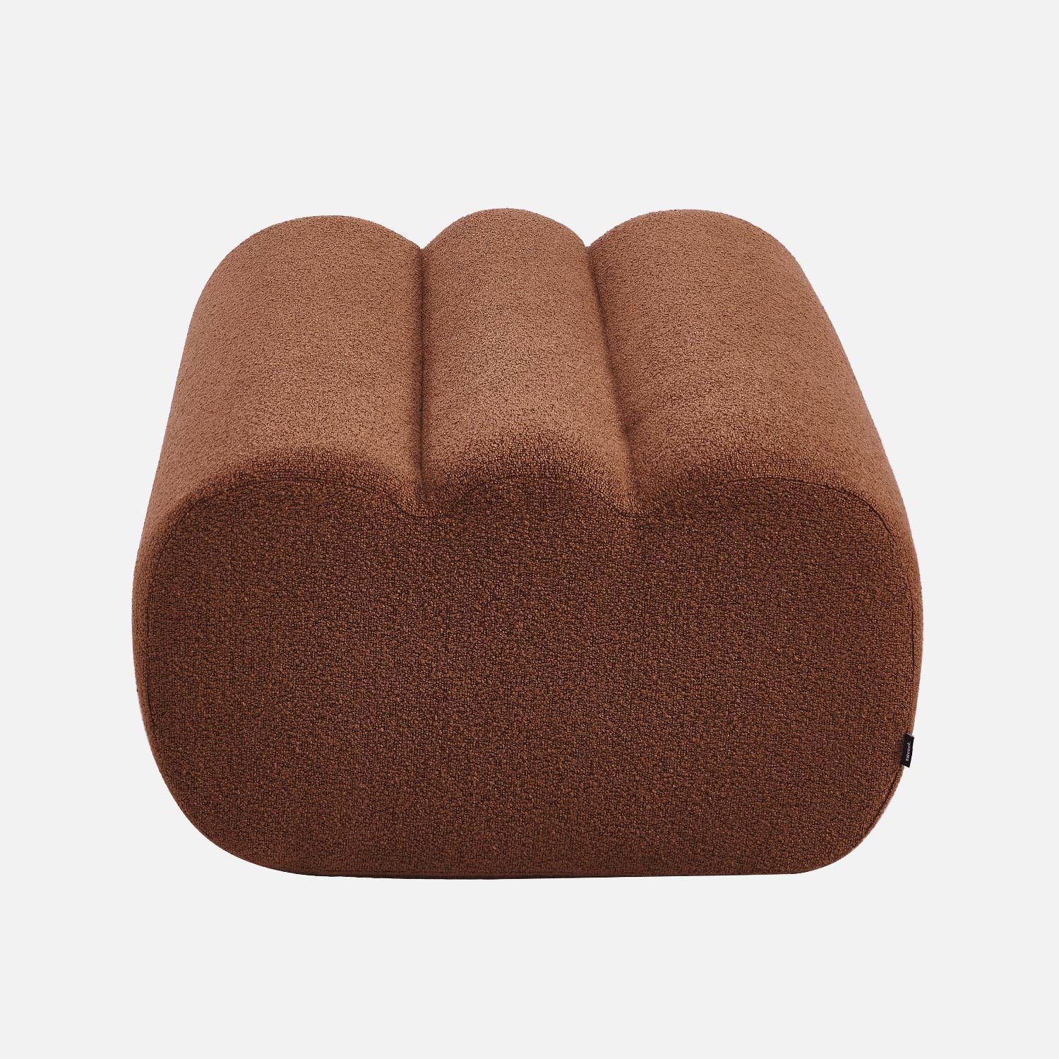 Pouf, repose-pieds pour chauffeuse Nova bouclette texturée terracotta - Nova Photo2