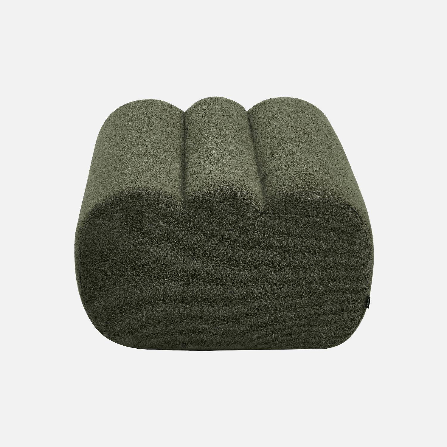 Pouf, repose-pieds pour chauffeuse Nova bouclette texturée kaki - Nova,sweeek,Photo2