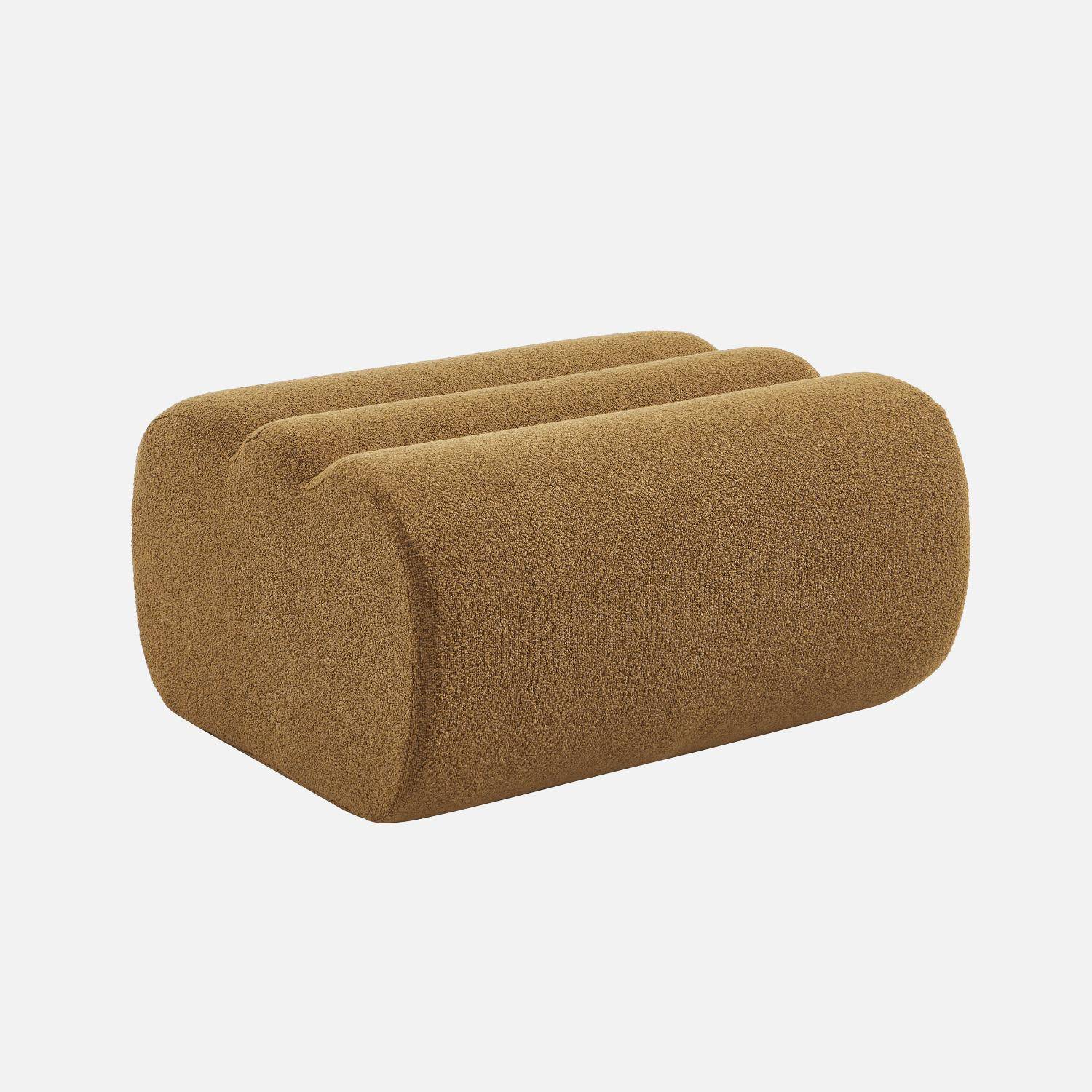 Pouf, repose-pieds pour chauffeuse Nova bouclette texturée moutarde - Nova Photo1