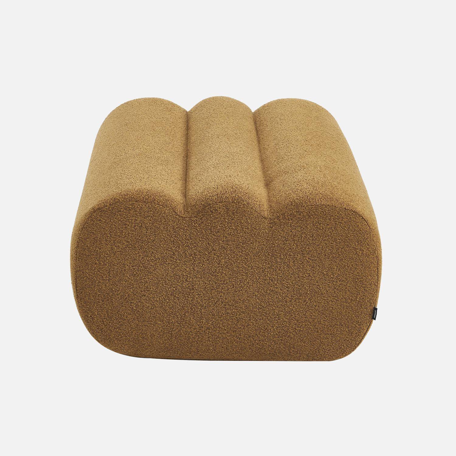 Pouf, repose-pieds pour chauffeuse Nova bouclette texturée moutarde - Nova,sweeek,Photo2