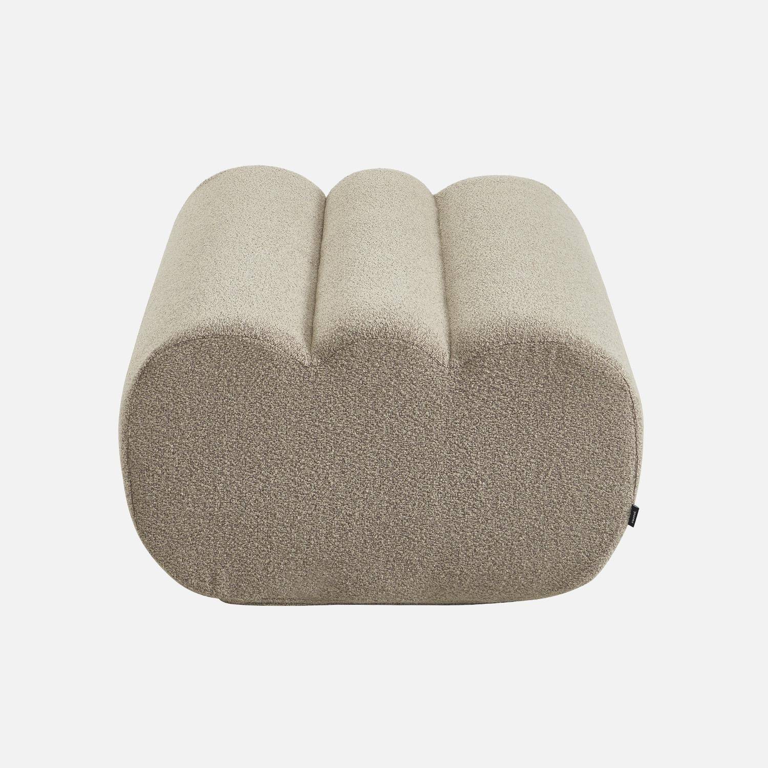 Pouf, repose-pieds pour chauffeuse Nova bouclette texturée beige - Nova Photo2