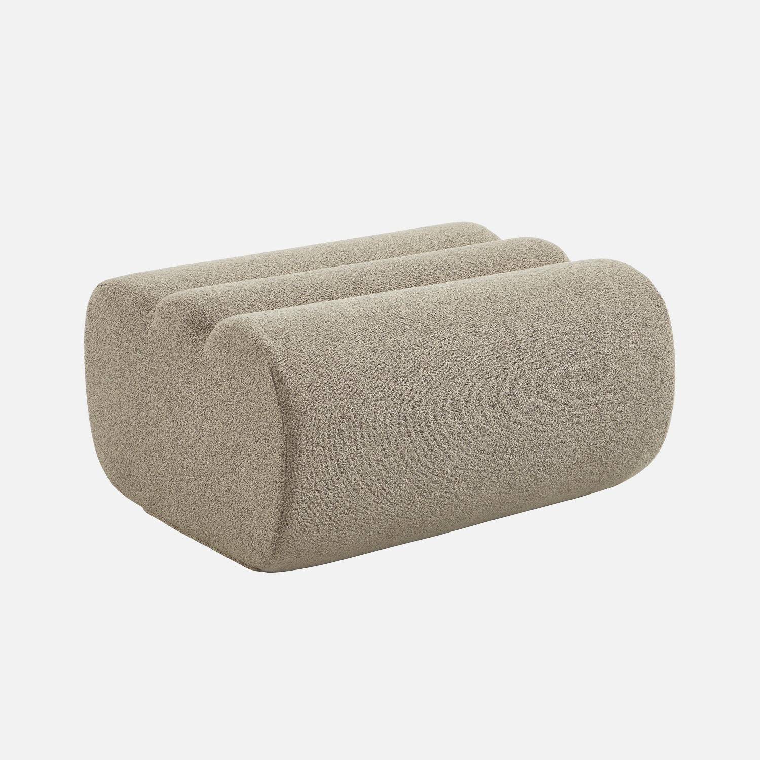 Pouf, repose-pieds pour chauffeuse Nova bouclette texturée beige - Nova,sweeek,Photo2