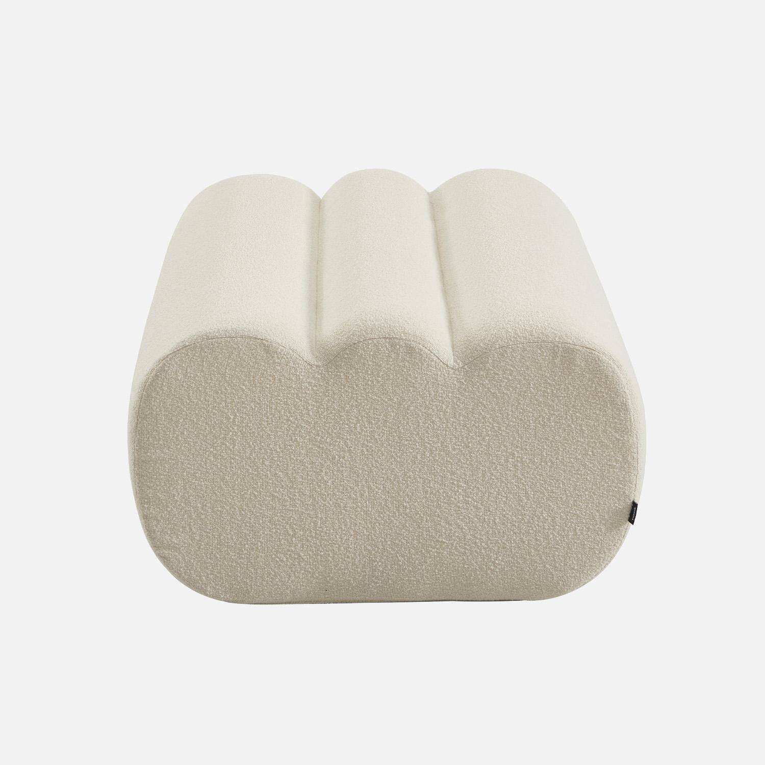 Pouf, repose-pieds pour chauffeuse Nova bouclette texturée blanc - Nova,sweeek,Photo2