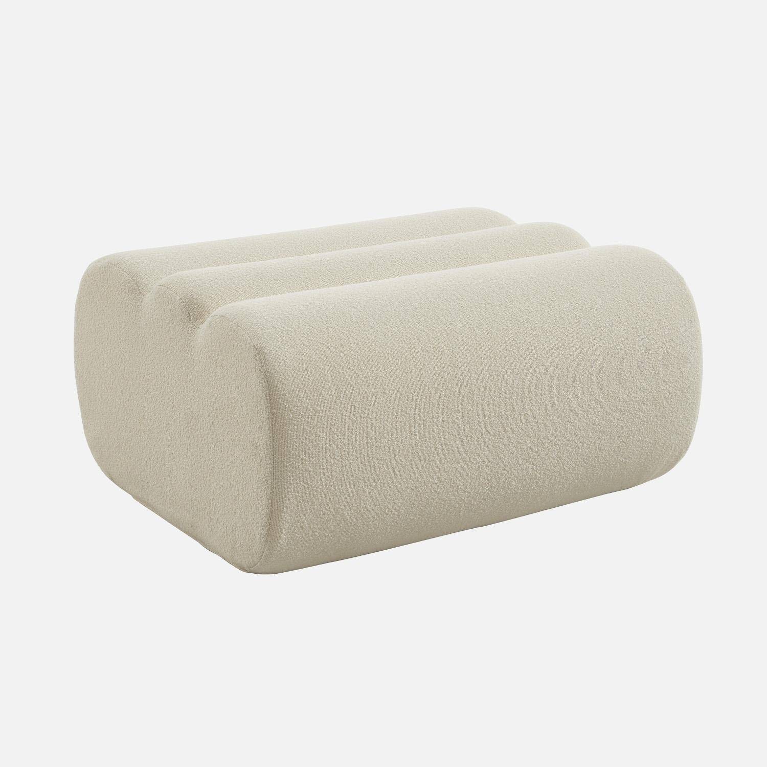 Pouf, repose-pieds pour chauffeuse Nova bouclette texturée blanc - Nova,sweeek,Photo2