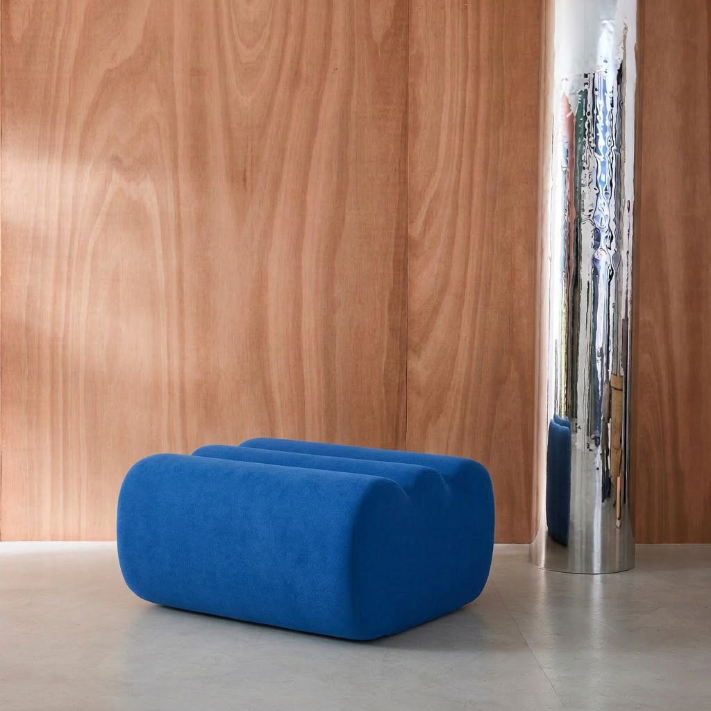 Hocker, Fußhocker mit Stoffbezug elektroblau - Nova Photo1