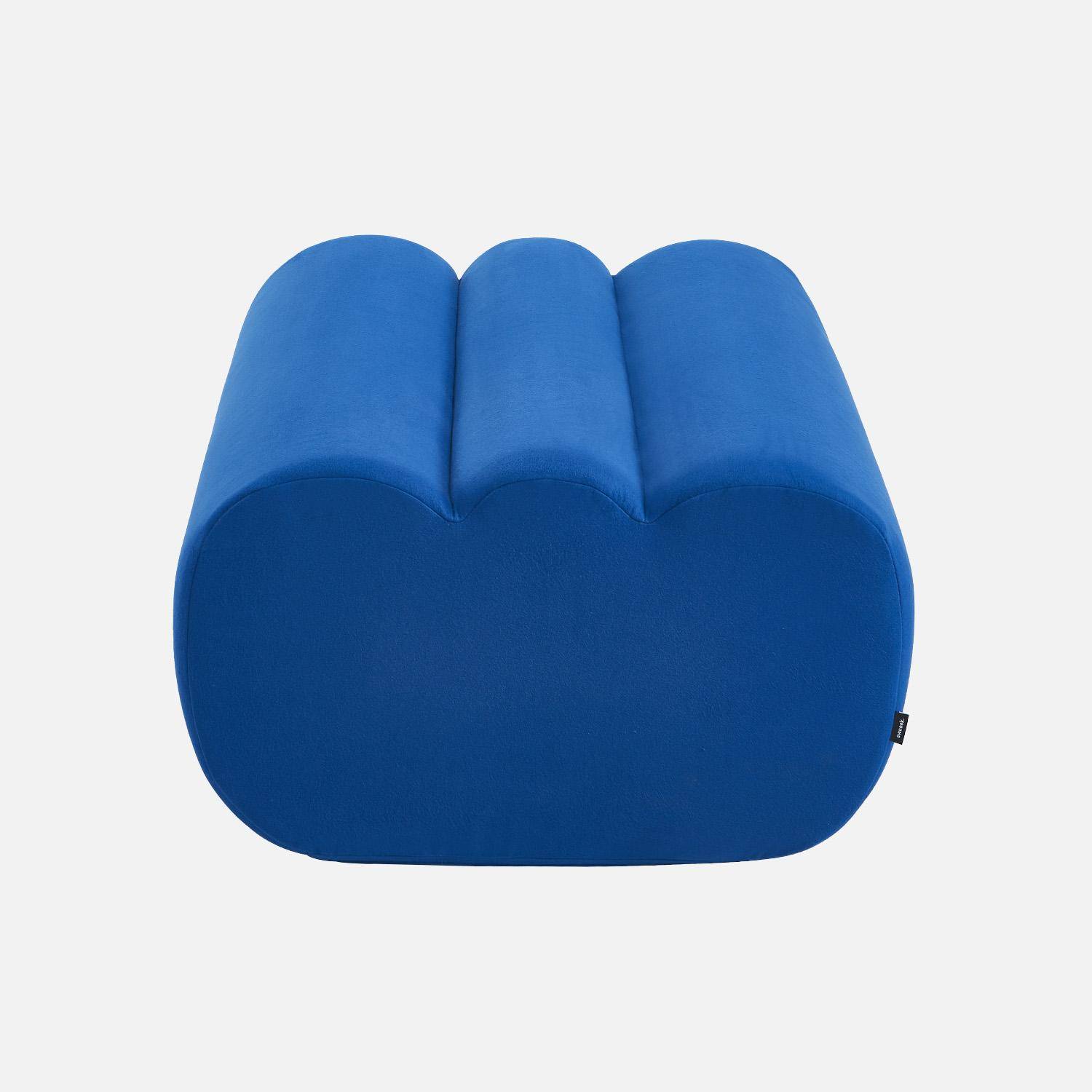 Pouf, repose-pieds pour chauffeuse Nova tissu bleu électrique - Nova Photo2