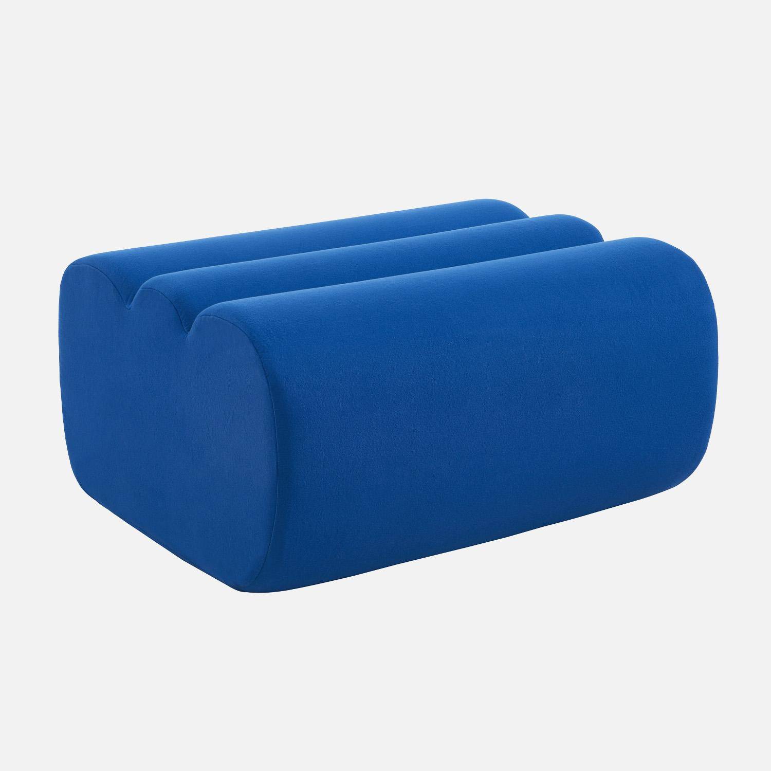 Pouf, repose-pieds pour chauffeuse Nova tissu bleu électrique - Nova Photo1