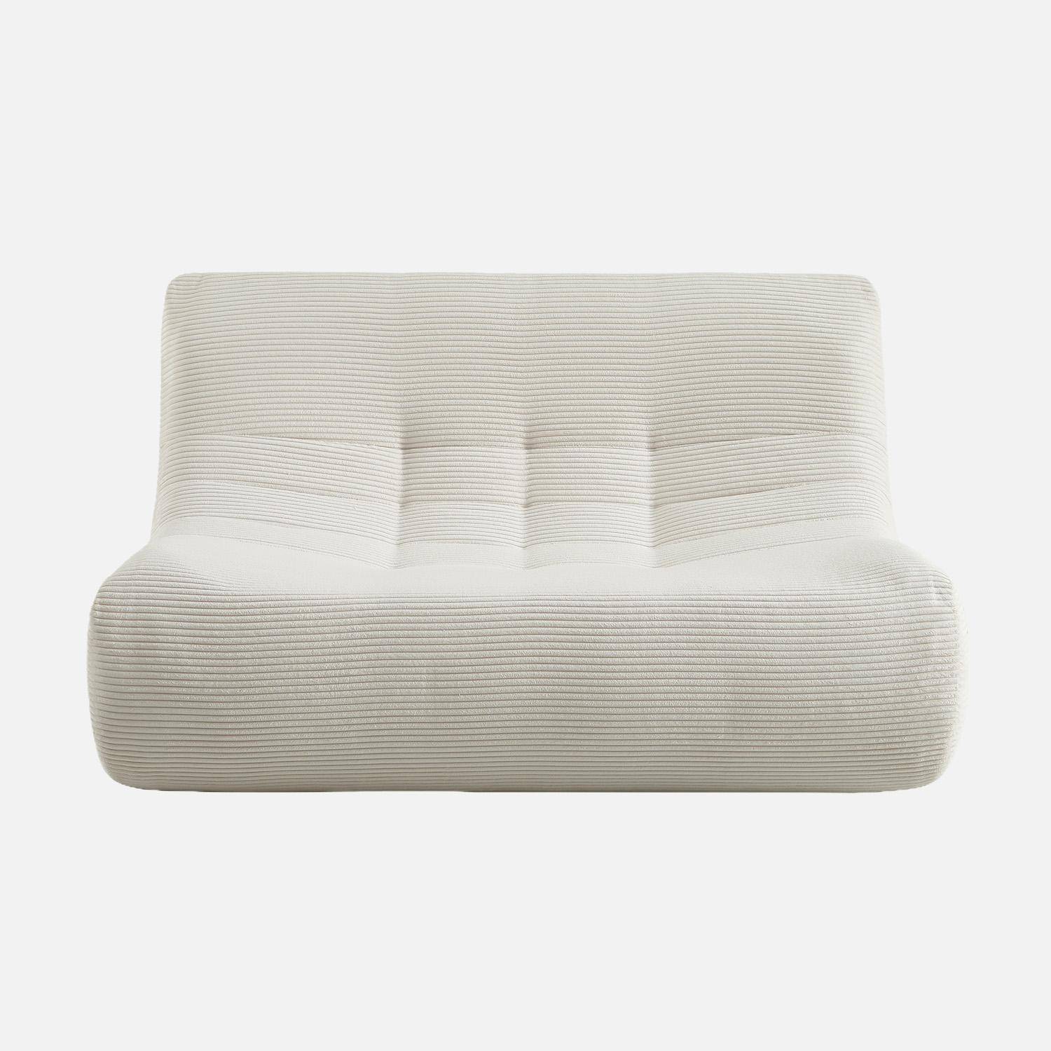 Chauffeuse velours côtelé 2 places blanc - Sokol Photo2