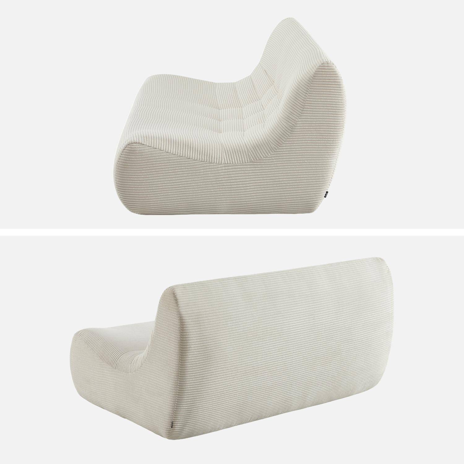 Chauffeuse velours côtelé 2 places blanc - Sokol,sweeek,Photo3