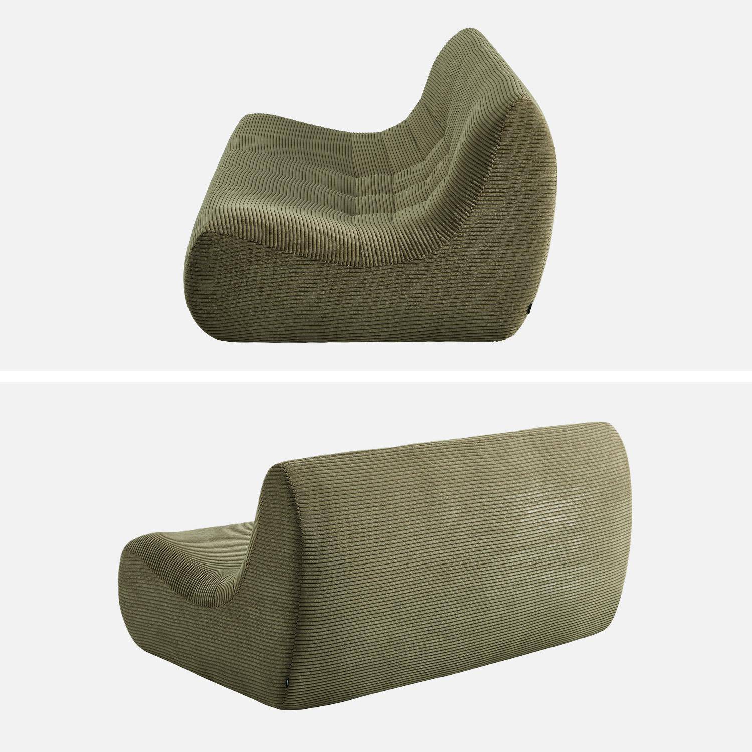 Poltrona in velluto a coste 2 posti Verde kaki - 137x105x72 cm,sweeek,Photo4