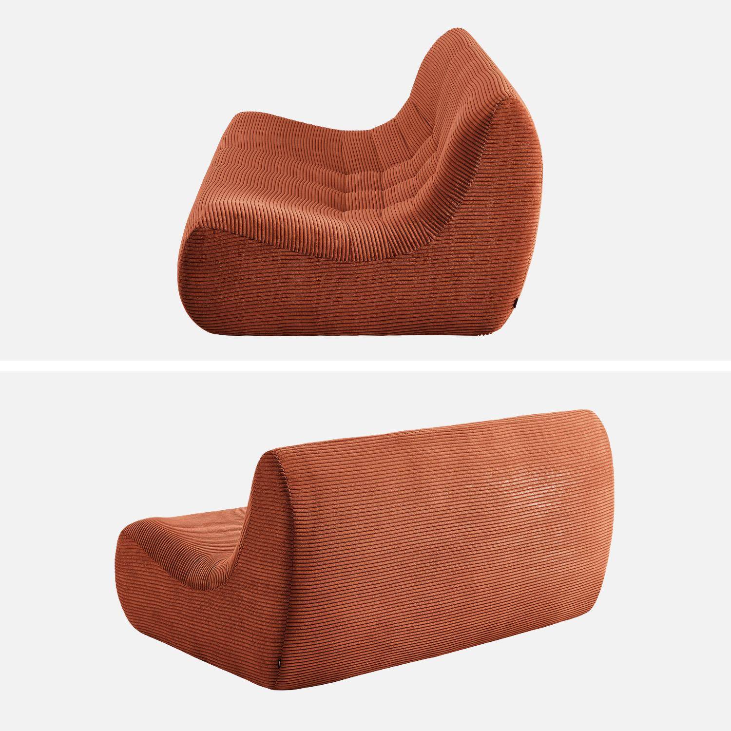 Chauffeuse velours côtelé 2 places terracotta - Sokol Photo3