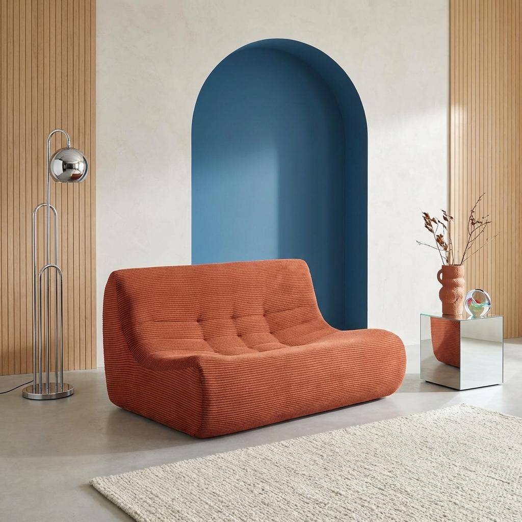 Poltrona in velluto a coste 2 posti Terracotta - 137x105x72 cm Photo2