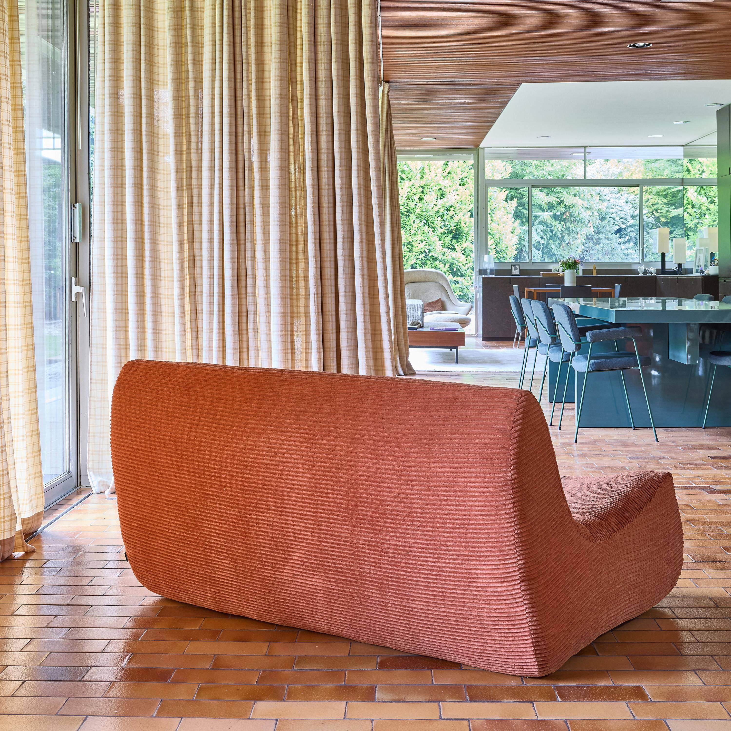 Sillón de pana gruesa, 2 plazas Terracota - 137x105x72 cm Photo4