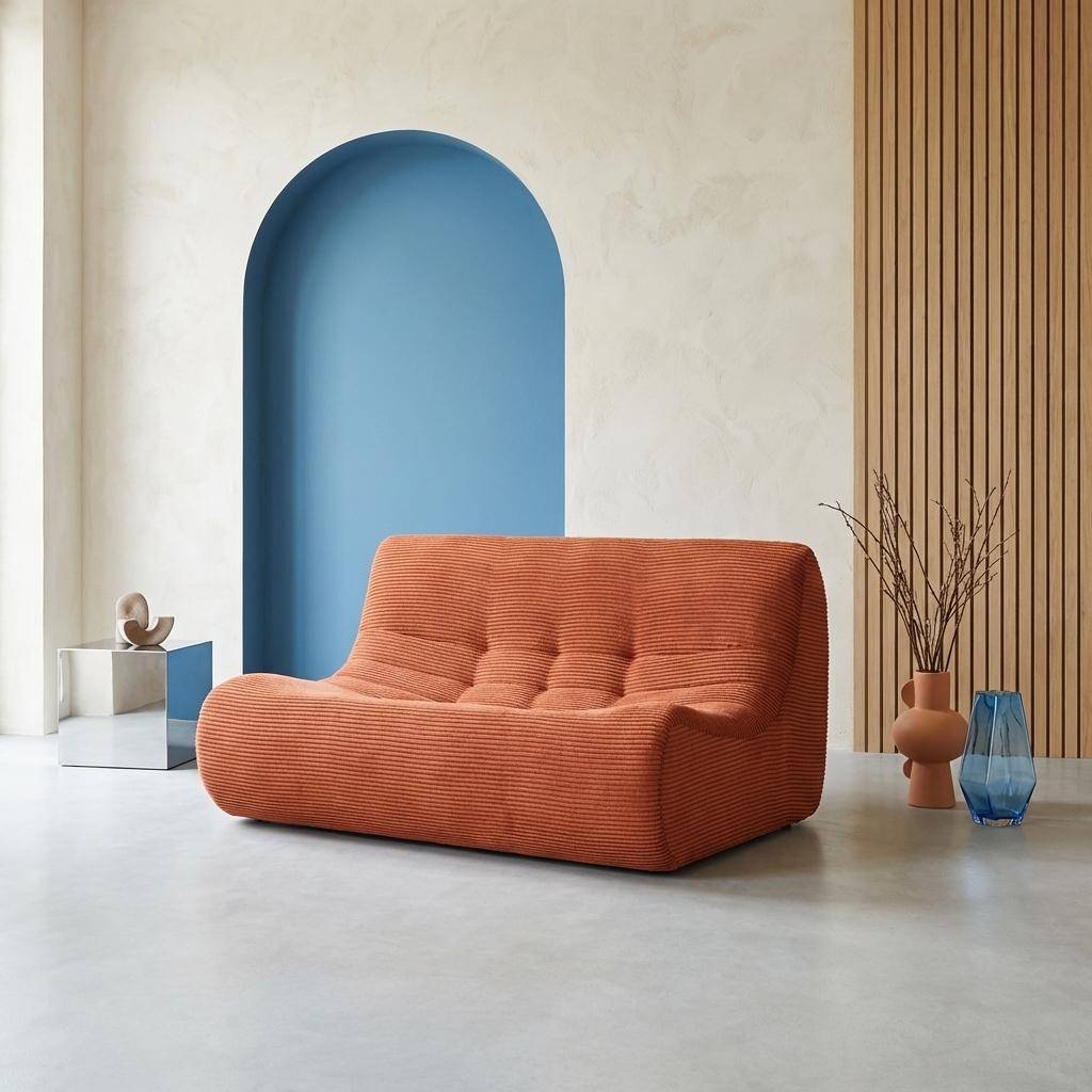 Poltrona in velluto a coste 2 posti Terracotta - 137x105x72 cm Photo1