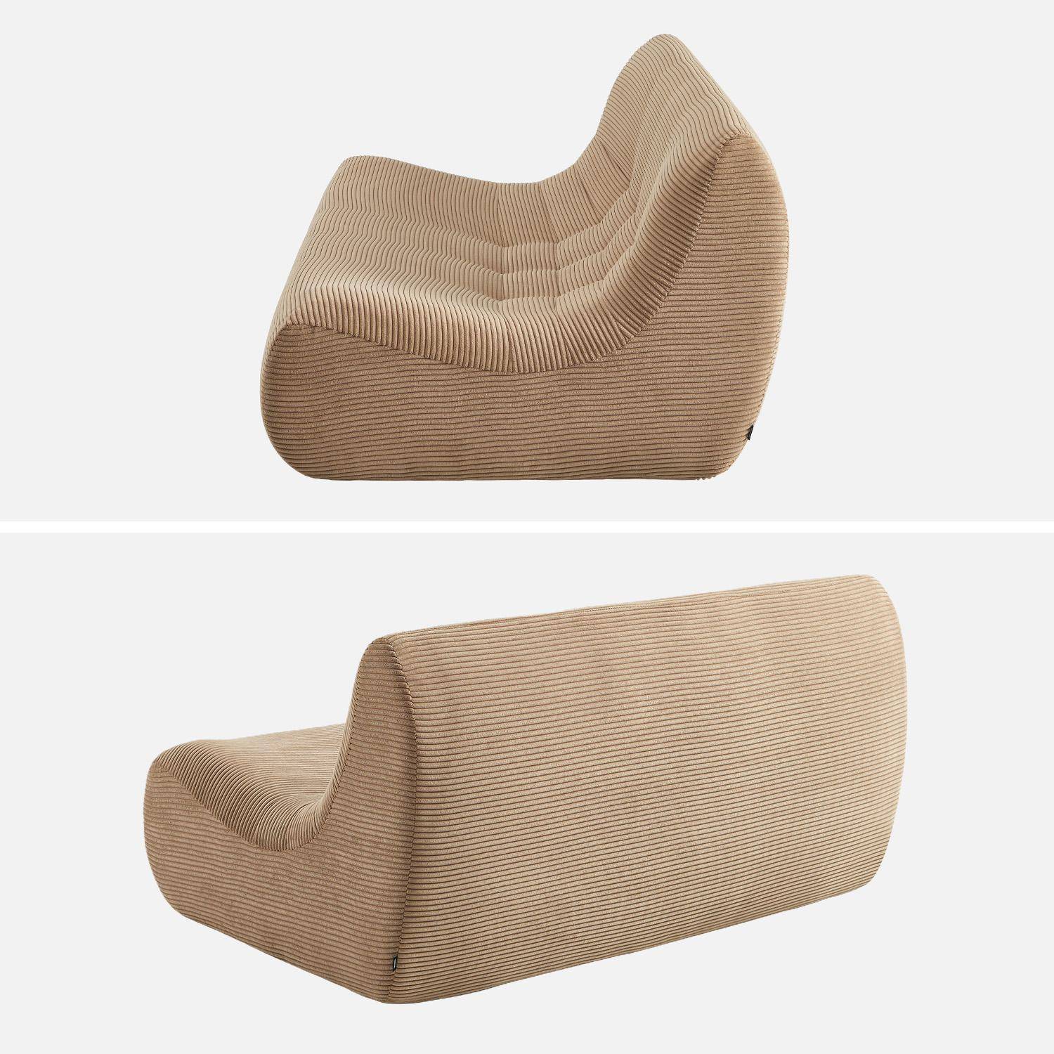 Chauffeuse velours côtelé 2 places beige foncé - Sokol,sweeek,Photo3