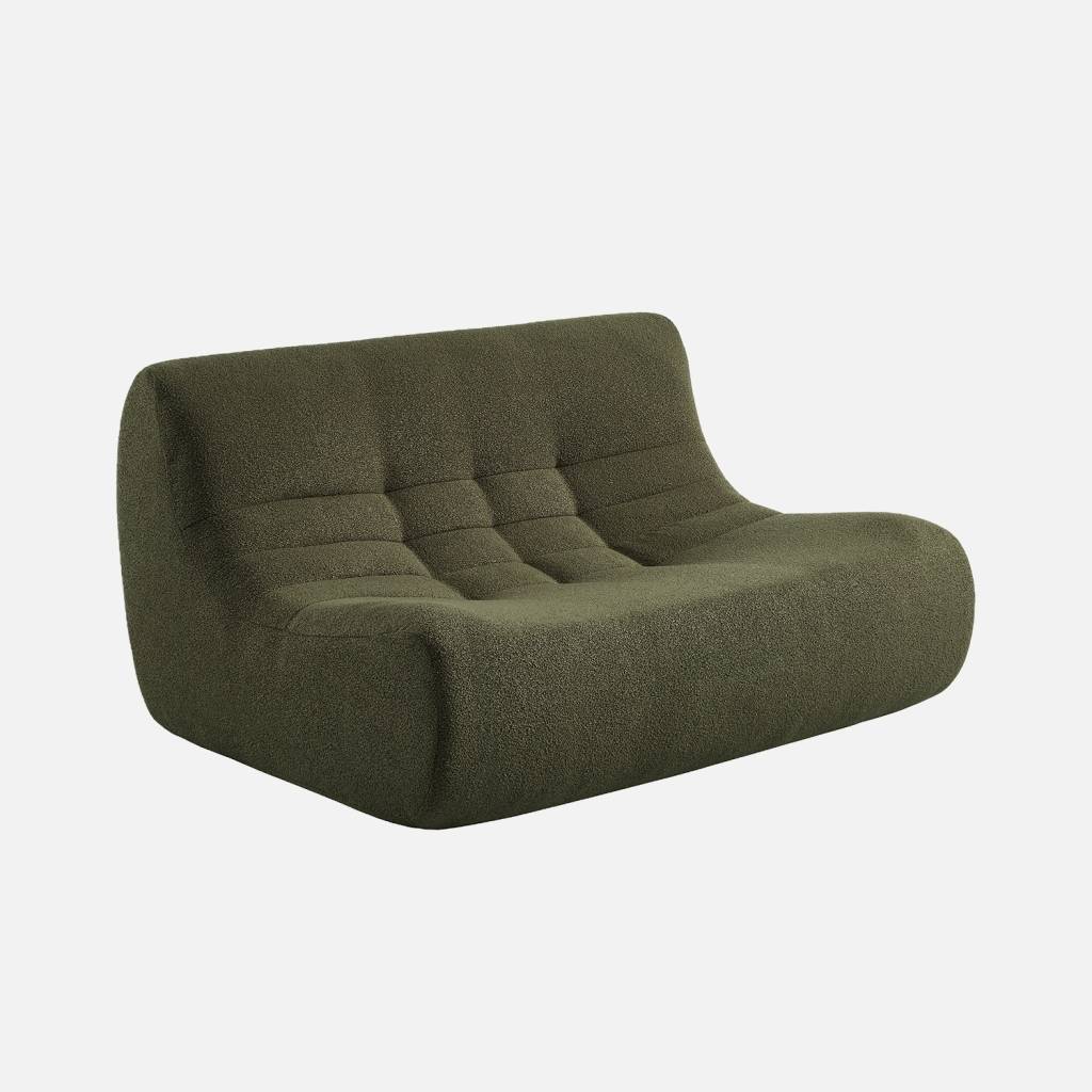 Chauffeuse bouclette texturée 2 places kaki