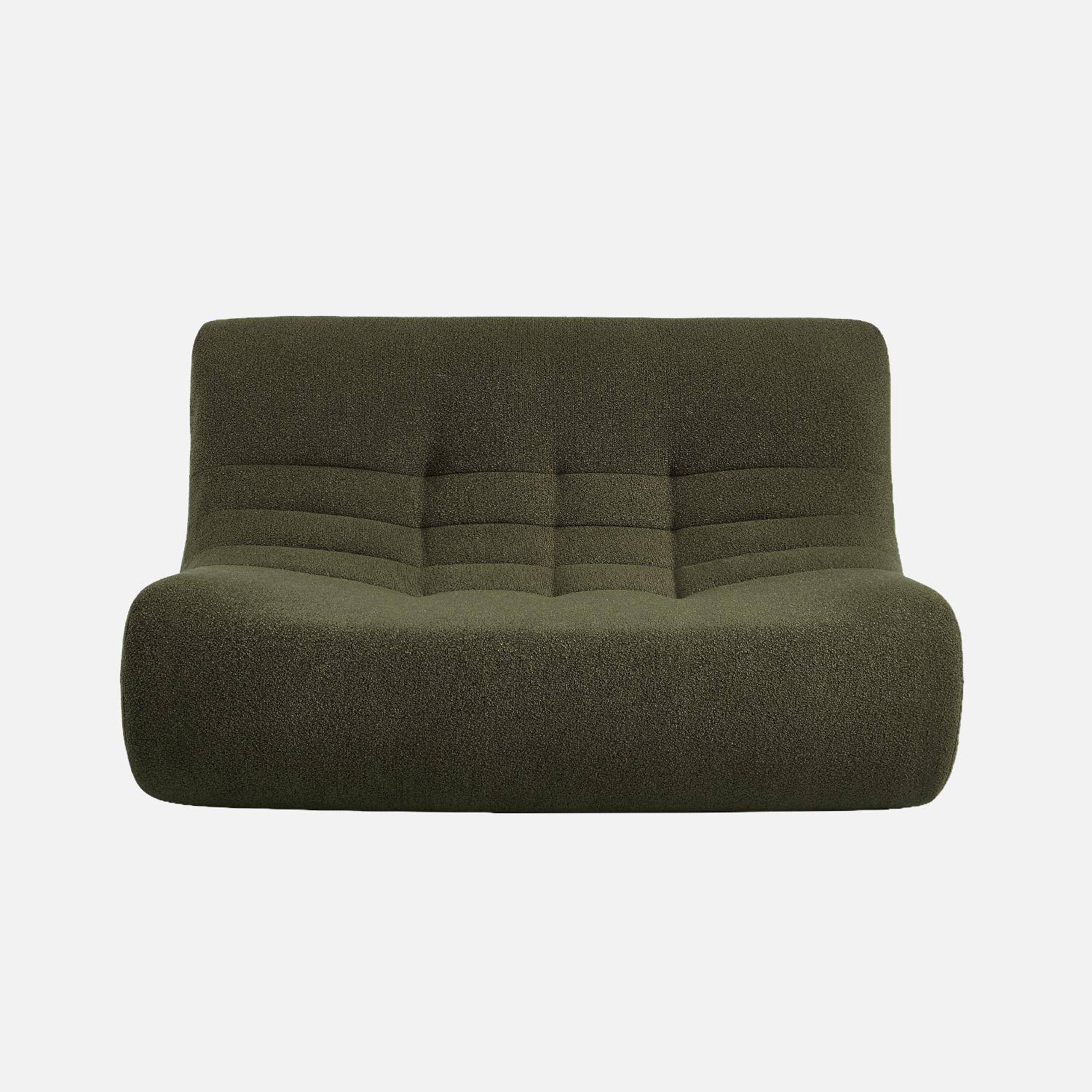 Sofá modular em tecido bouclé, 2 lugares Verde caqui - 137x105x72 cm,sweeek,Photo4