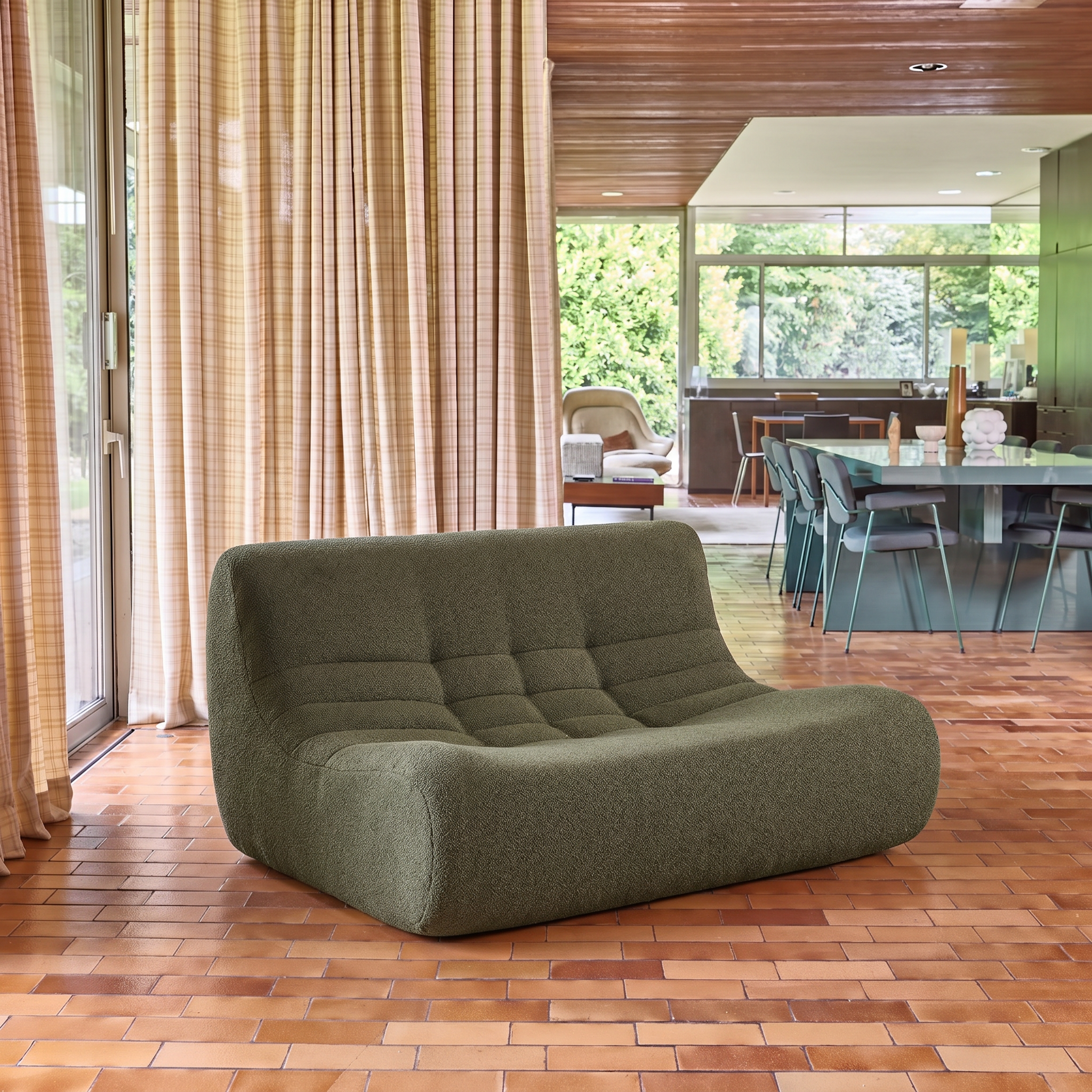 Sillón borreguito texturizada, 2 plazas Verde kaki - 137x105x72 cm Photo2