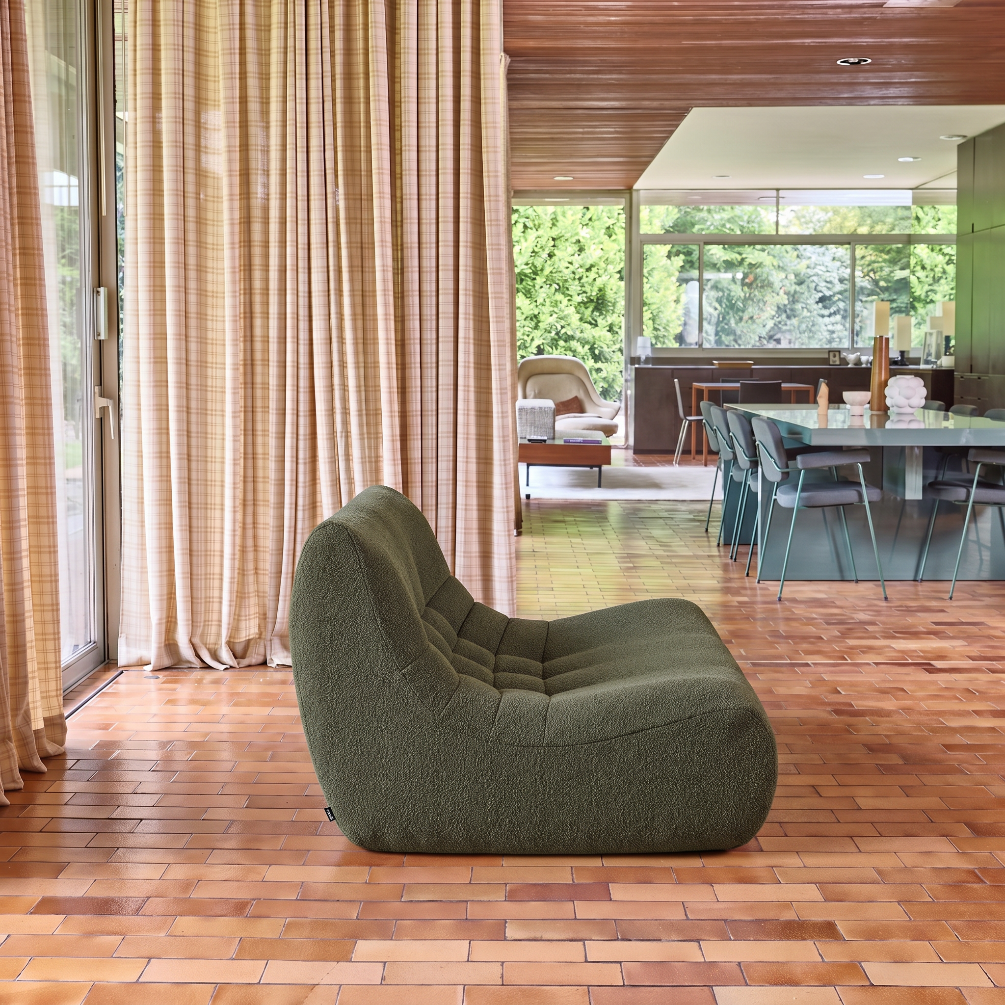 Sillón borreguito texturizada, 2 plazas Verde kaki - 137x105x72 cm Photo3