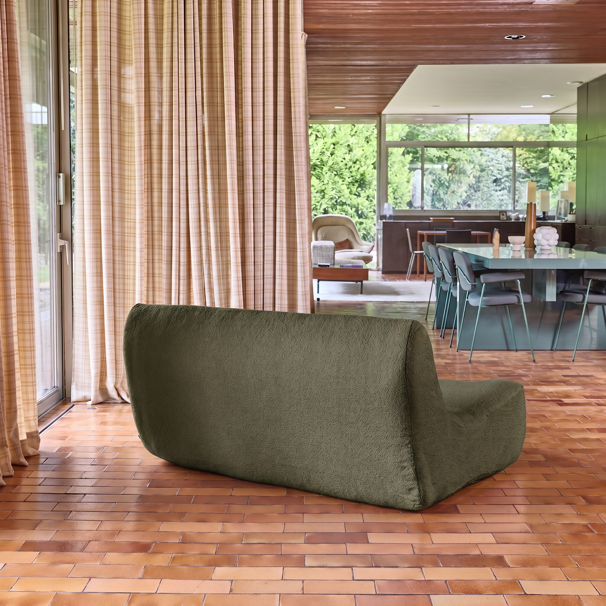 Sillón borreguito texturizada, 2 plazas Verde kaki - 137x105x72 cm Photo4