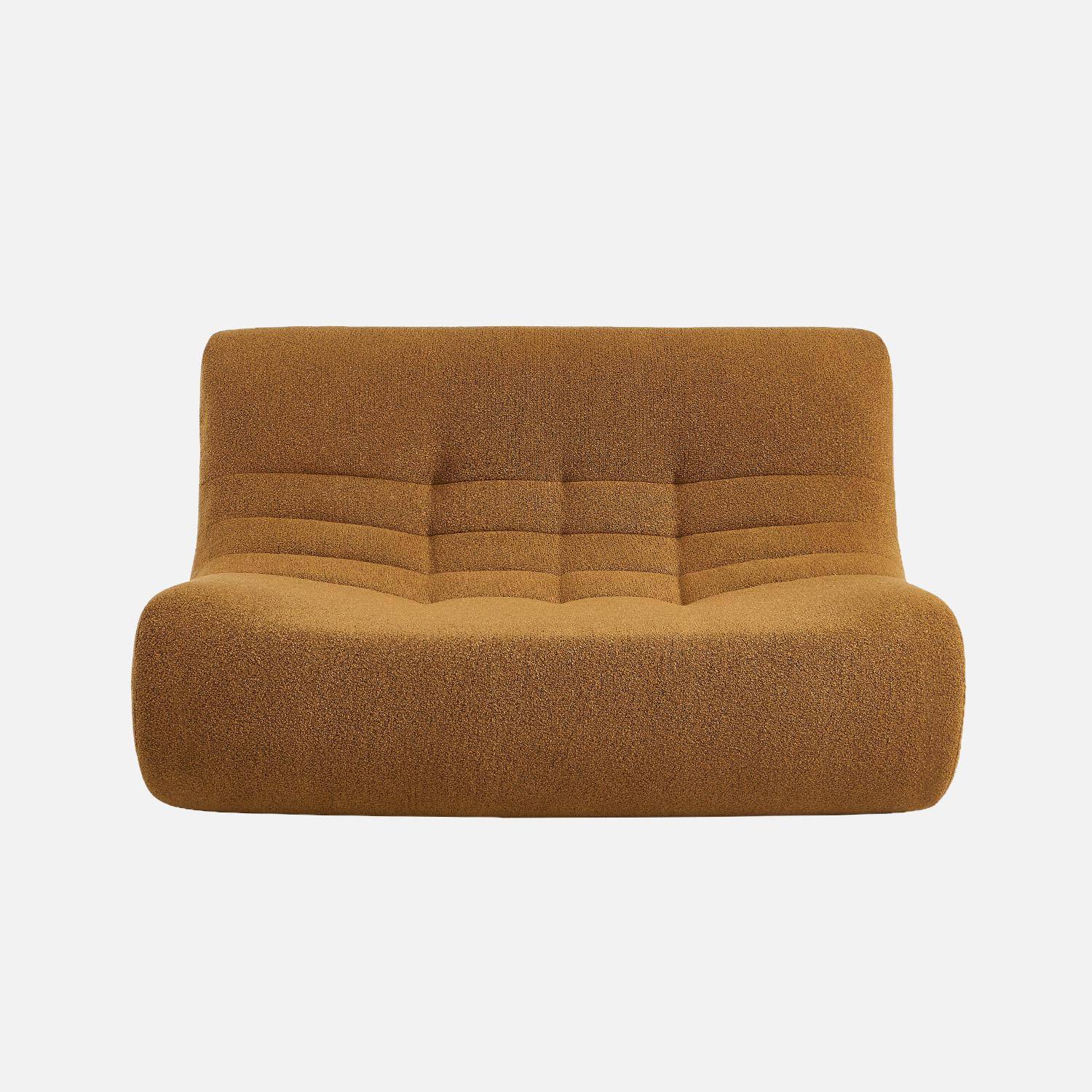 Sofá modular em tecido bouclé, 2 lugares Mostarda - 137x105x72 cm,sweeek,Photo4