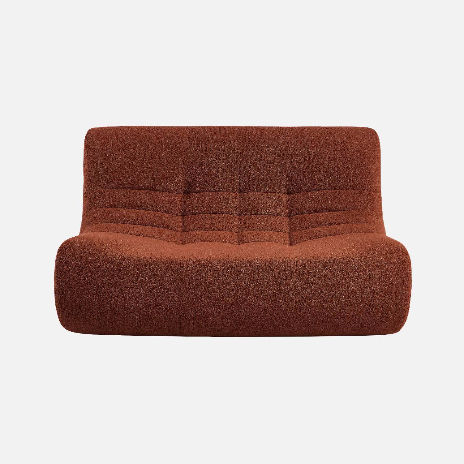 Chauffeuse bouclette texturée 2 places terracotta - Sokol,sweeek,Photo2