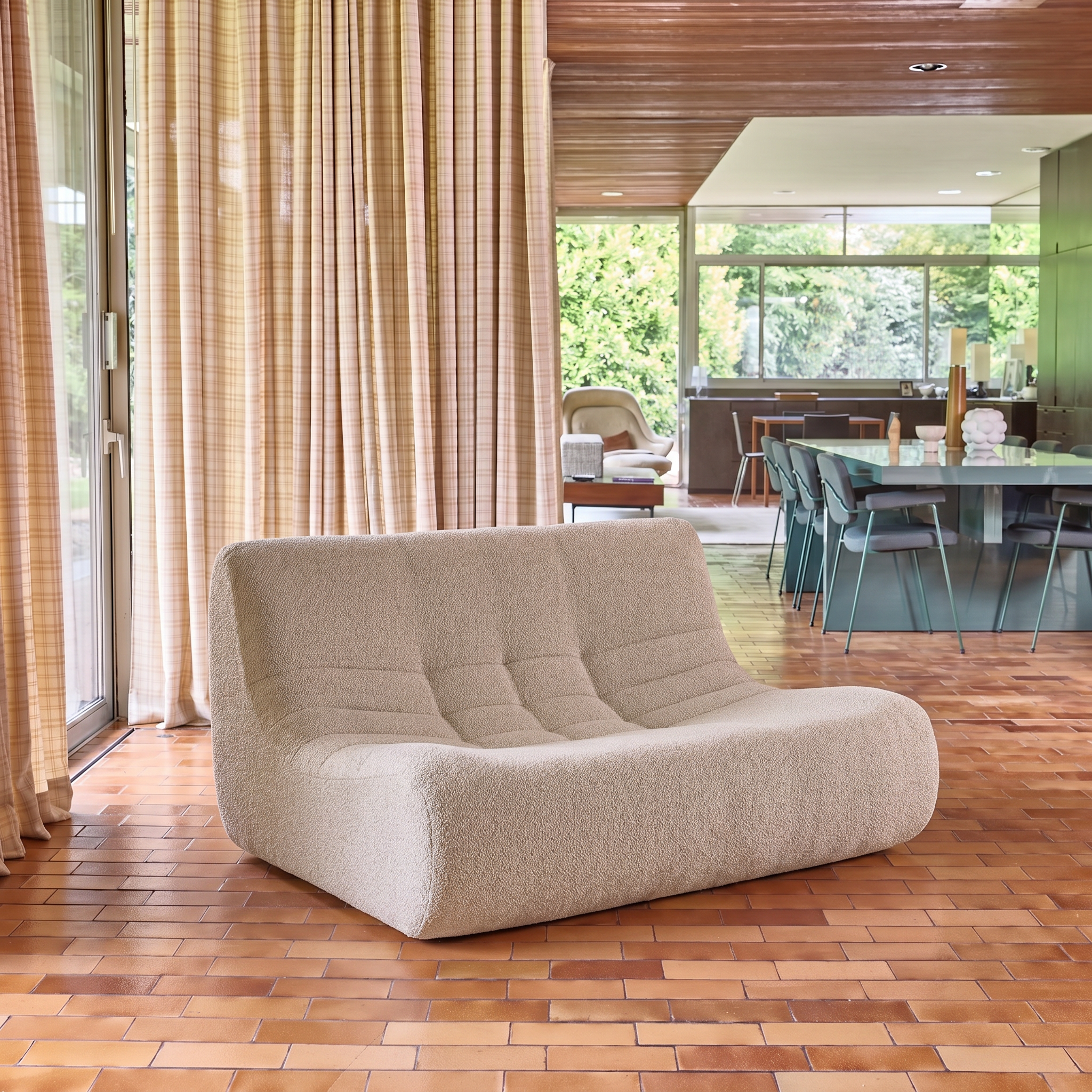 Sillón borreguito texturizada, 2 plazas Beige - 137x105x72 cm Photo2
