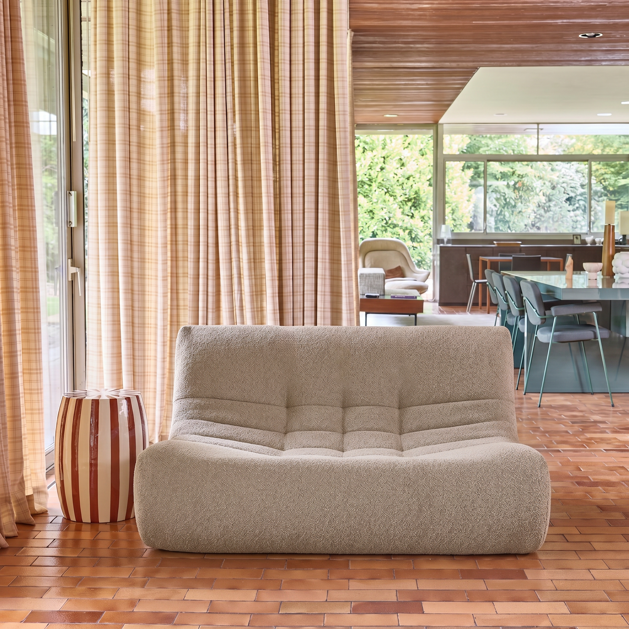 Sillón borreguito texturizada, 2 plazas Beige - 137x105x72 cm,sweeek,Photo1