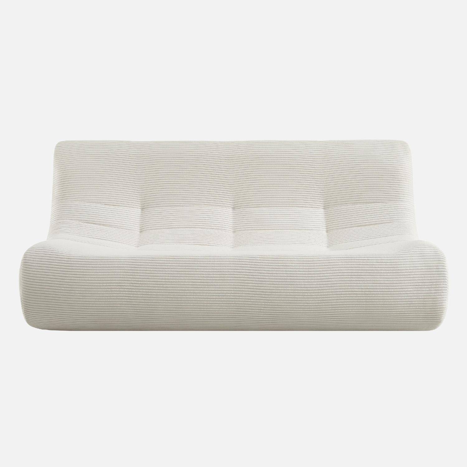 Chauffeuse velours côtelé 3 places blanc - Sokol,sweeek,Photo2