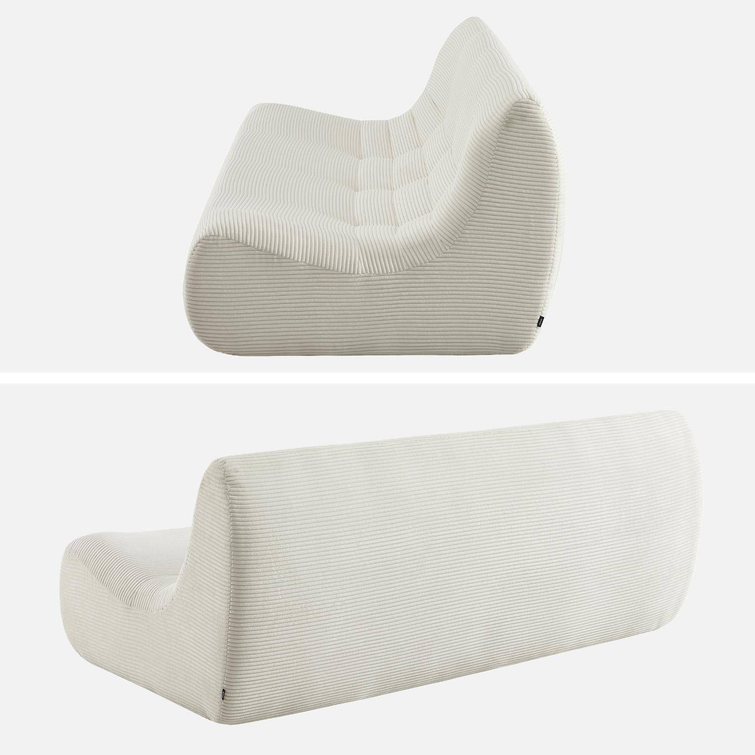 Chauffeuse velours côtelé 3 places blanc - Sokol Photo3