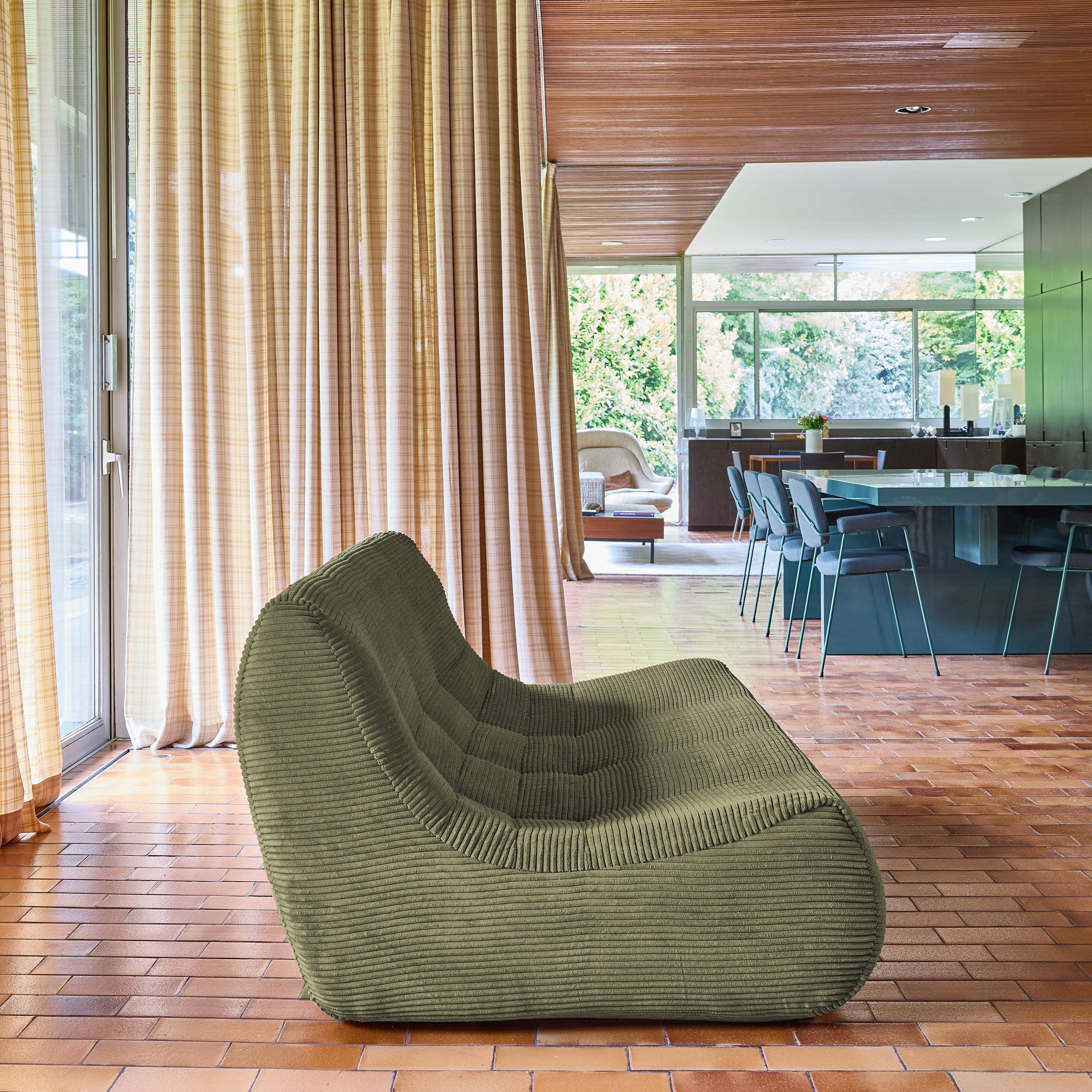 Ribfluwele loungestoel met 3 zitplaatsen kaki - Sokol,sweeek,Photo3