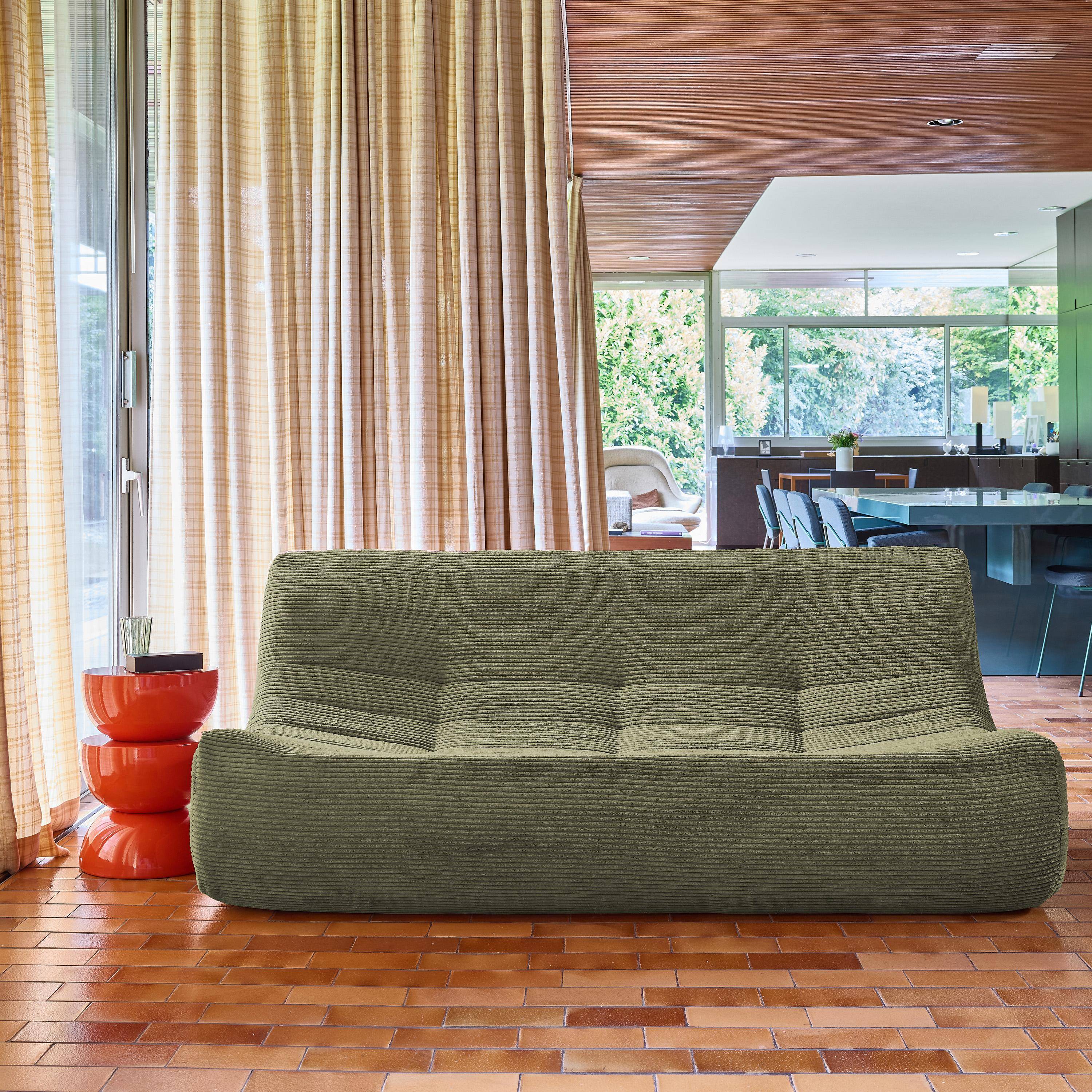 Ribfluwele loungestoel met 3 zitplaatsen kaki - Sokol Photo1