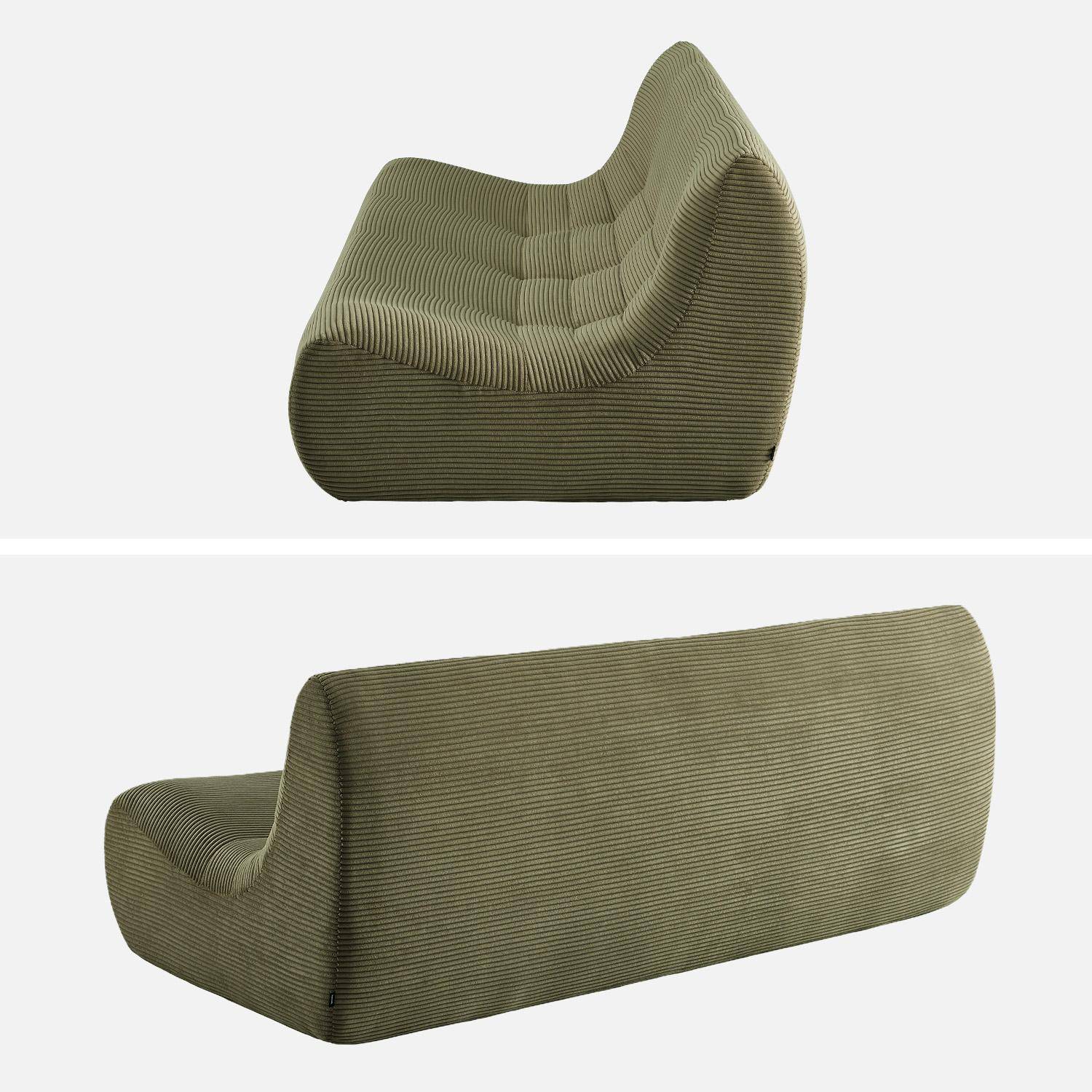 Chauffeuse velours côtelé 3 places kaki - Sokol,sweeek,Photo3