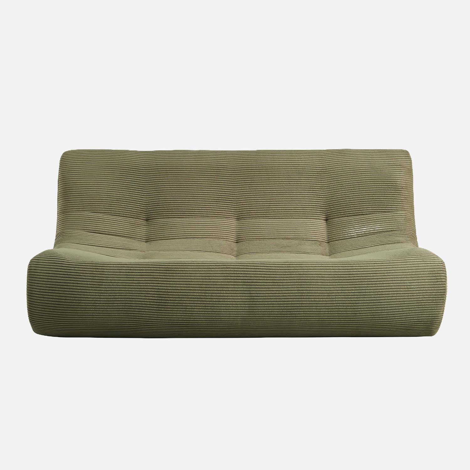 Chauffeuse velours côtelé 3 places kaki - Sokol Photo2