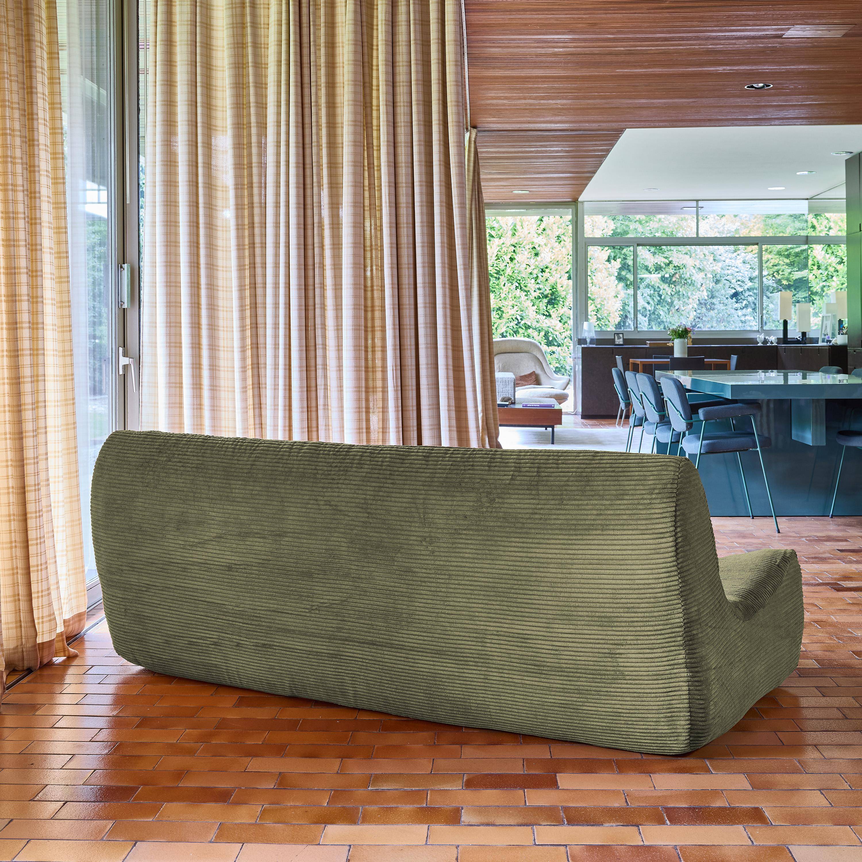 Ribfluwele loungestoel met 3 zitplaatsen kaki - Sokol Photo4