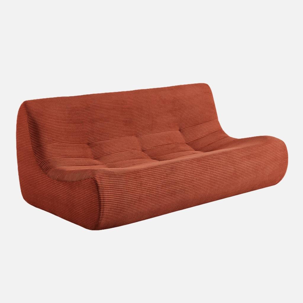 Fauteuil corduroy bekleding 3 zitplaatsen terracotta